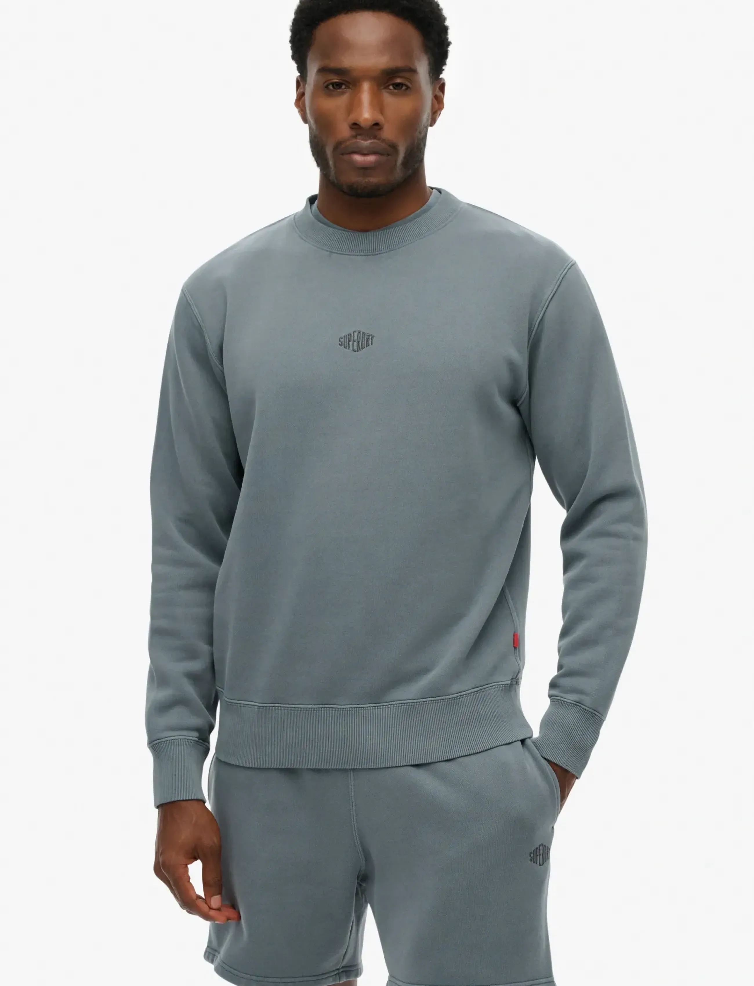 Superdry Micro Logo Crew, Mænd, Mikro Logo Crewneck Sweatshirt, Blå, Str: XL