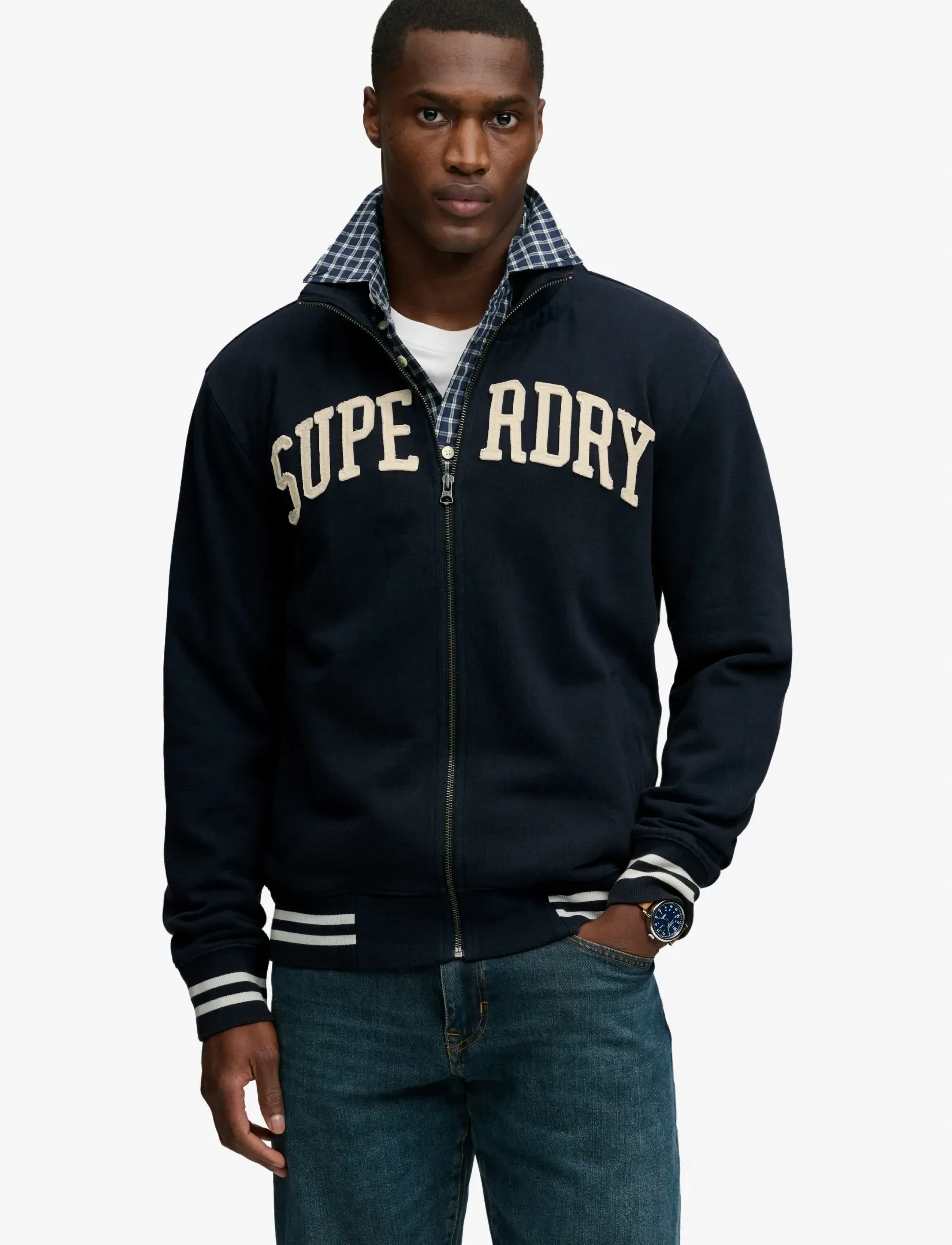 Superdry Vintage Athletic Track, Mænd, Atletisk Træningsjakke, Navy, Str: M