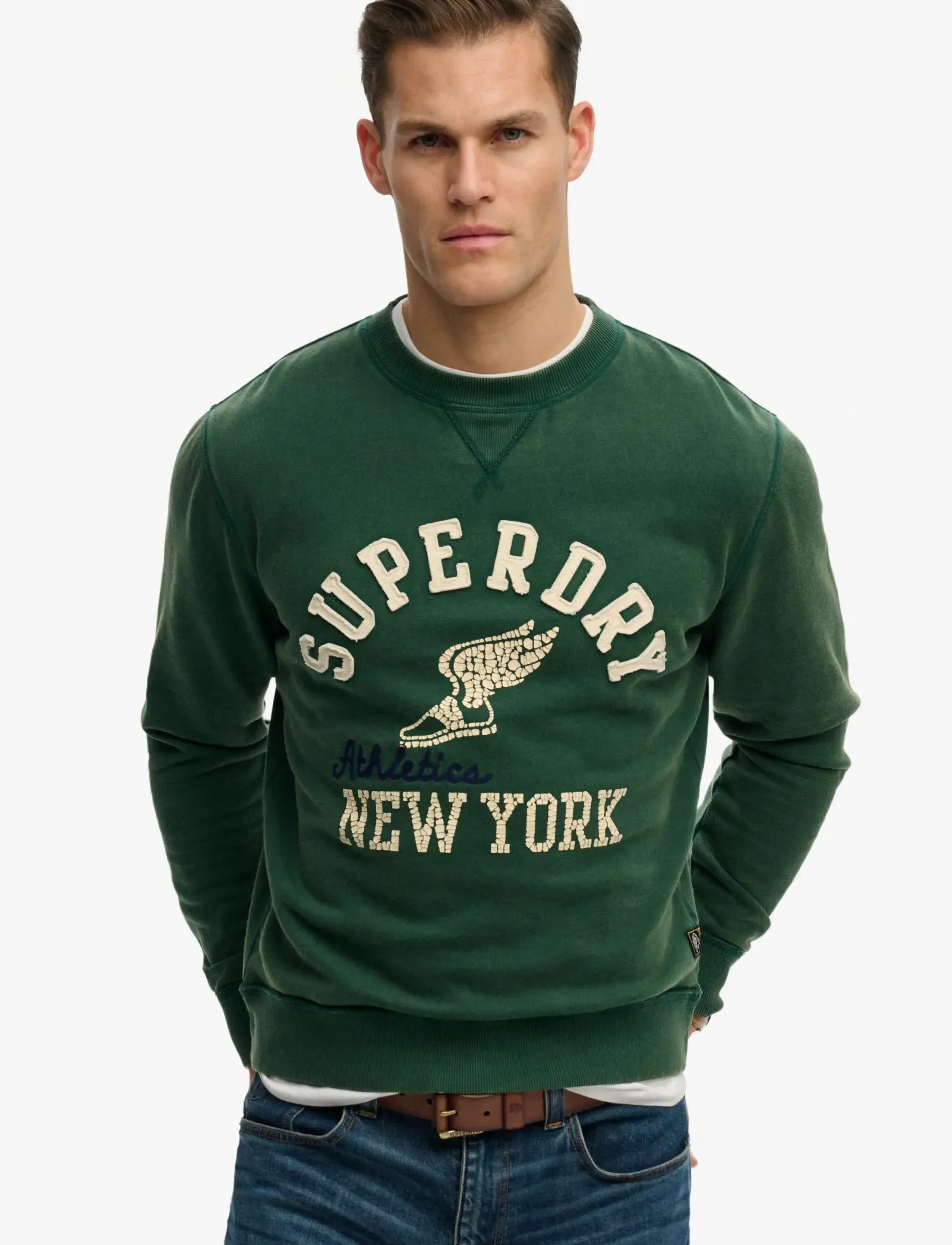 Superdry Vintage Athletic Crew, M, Green, Sweatshirts & Hættetrøjer > Sweatshirts, Herre