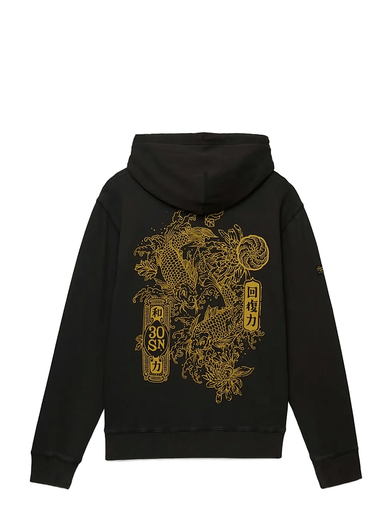 Superdry - TOKYO NARRATIVE LOOSE HOOD - hættetrøjer - bison black - 2