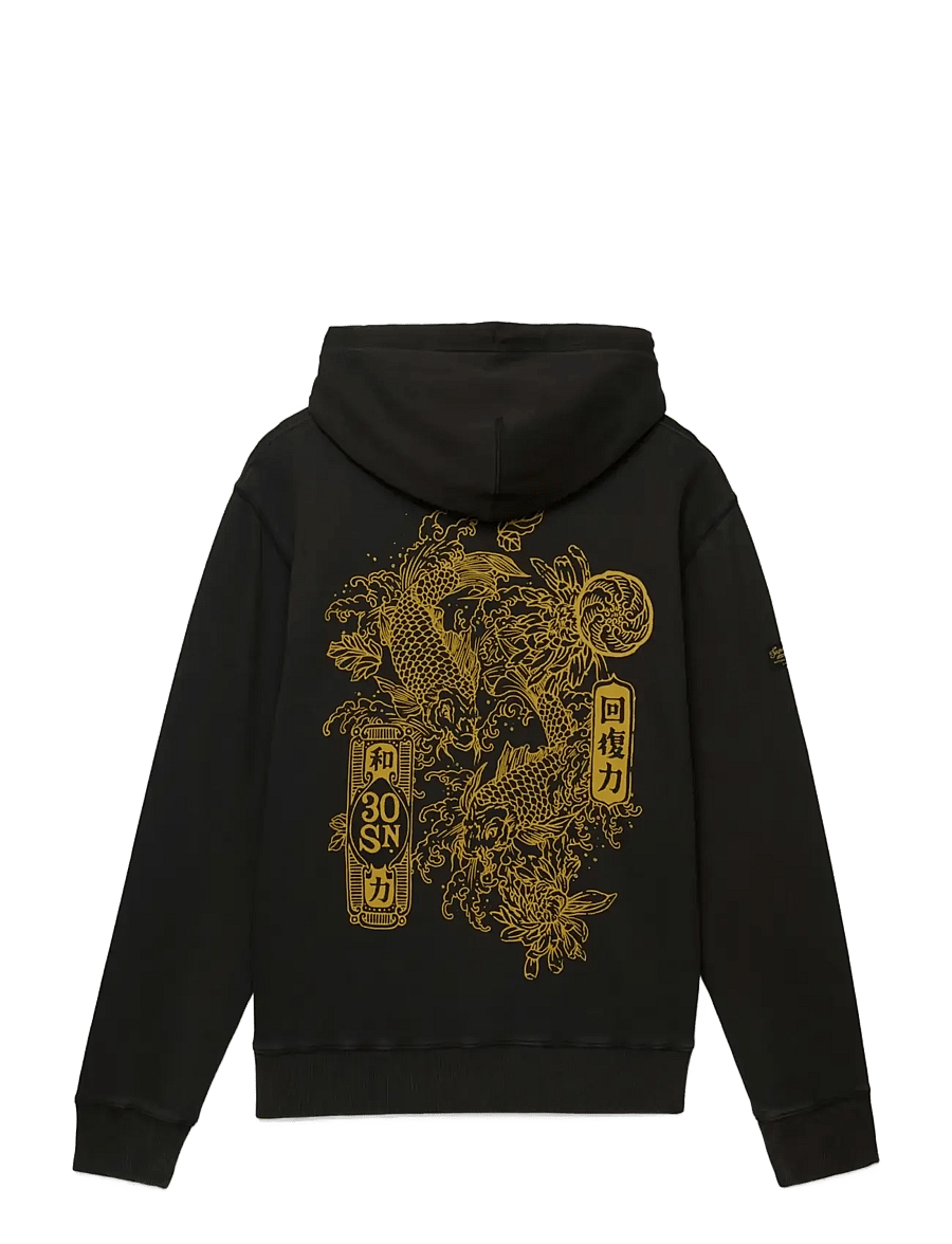 Superdry - TOKYO NARRATIVE LOOSE HOOD - hættetrøjer - bison black - 2