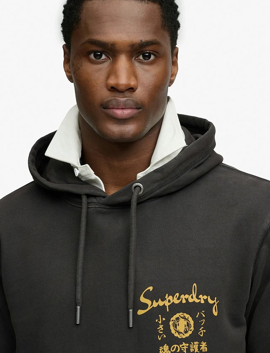 Superdry - TOKYO NARRATIVE LOOSE HOOD - hættetrøjer - bison black - 3