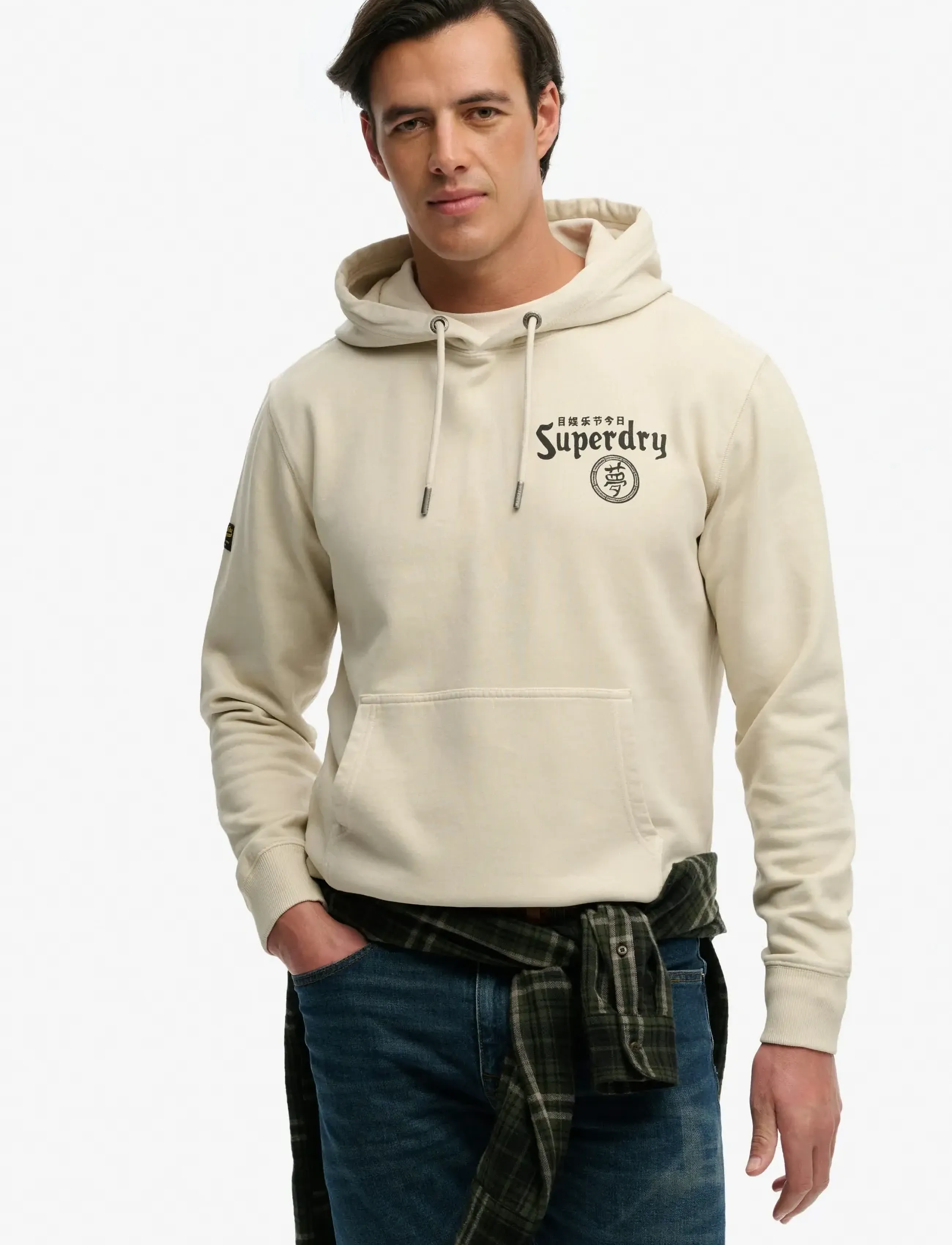 Superdry TOKYO NARRATIVE LOOSE HOOD - Riided - RAINY DAY GREY / cream