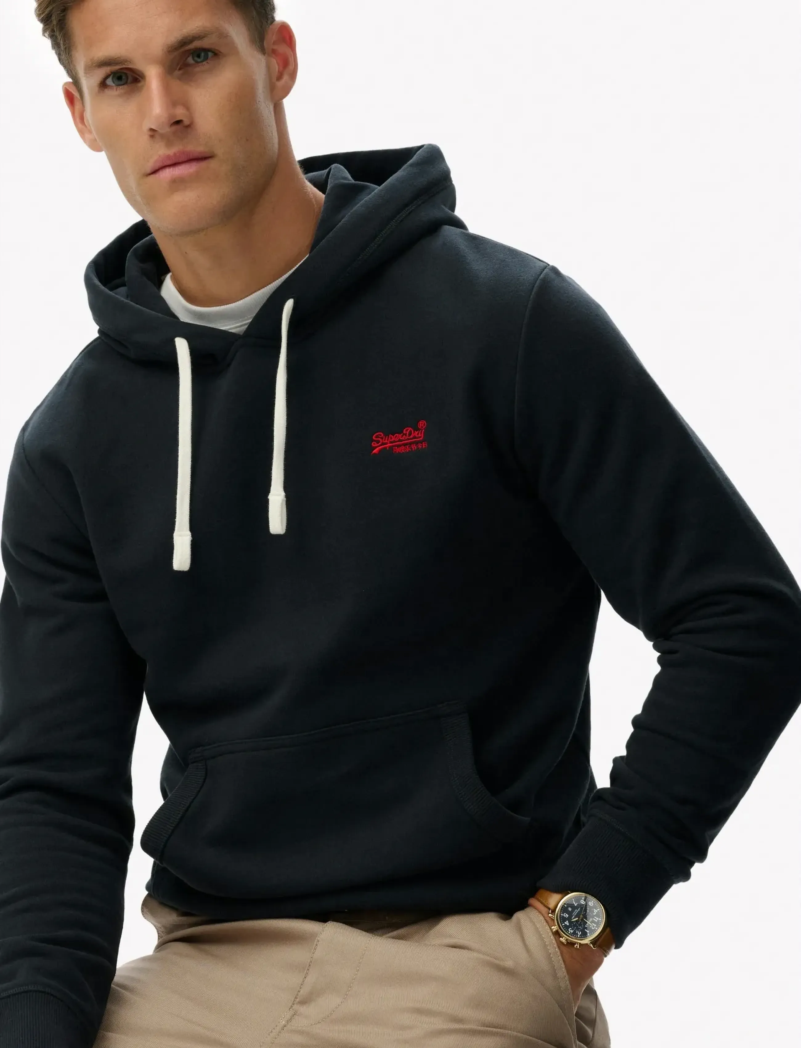 Superdry - ESSENTIAL LOGO CLASSIC HOOD - sportiska stila džemperi - eclipse navy/red - 4