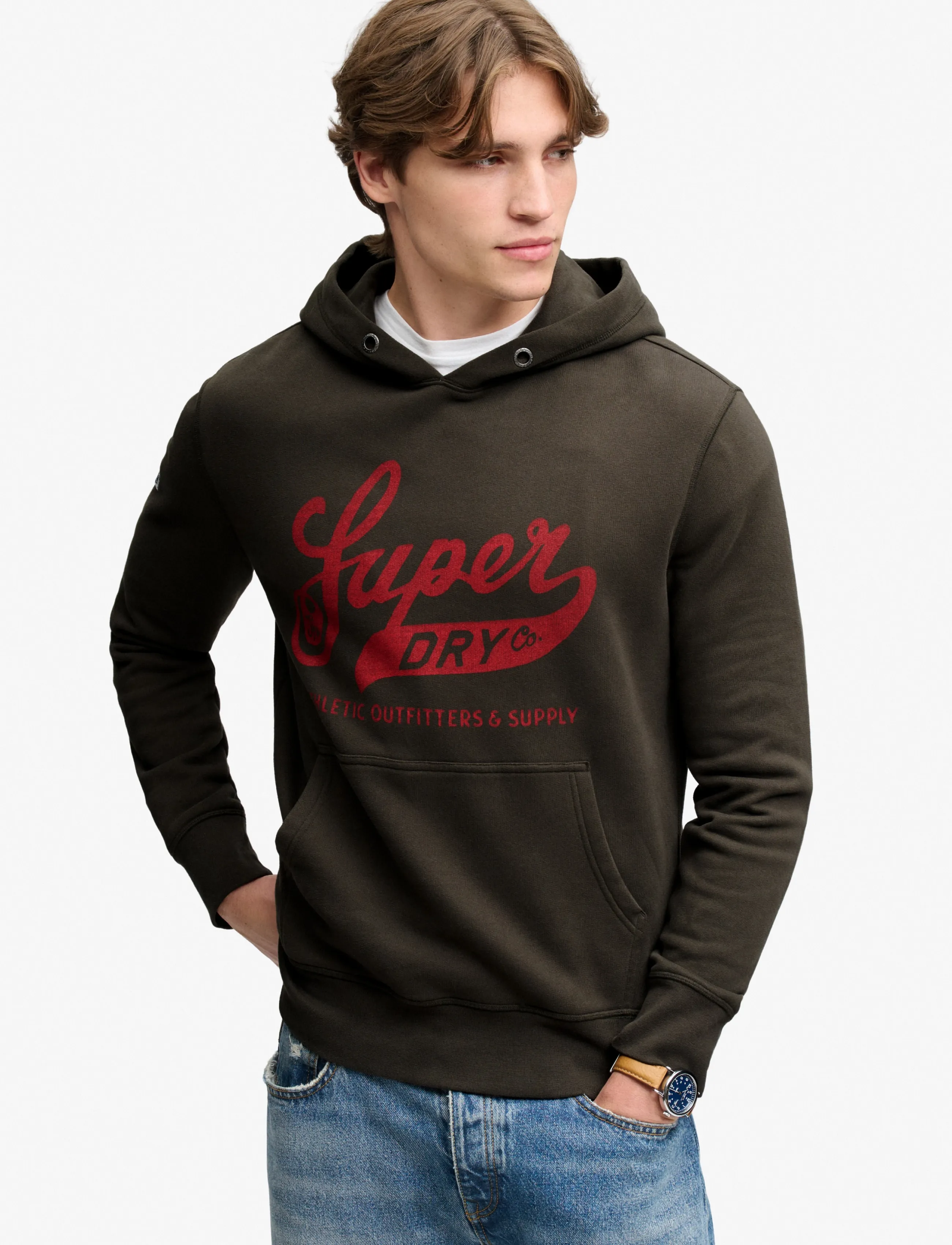 Superdry VINTAGE SCRIPT HOOD - Kapuutsiga pusad - VINTAGE BLACK / black