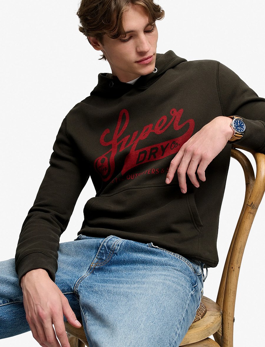 Superdry - VINTAGE SCRIPT HOOD - kapuutsiga pusad - vintage black - 5
