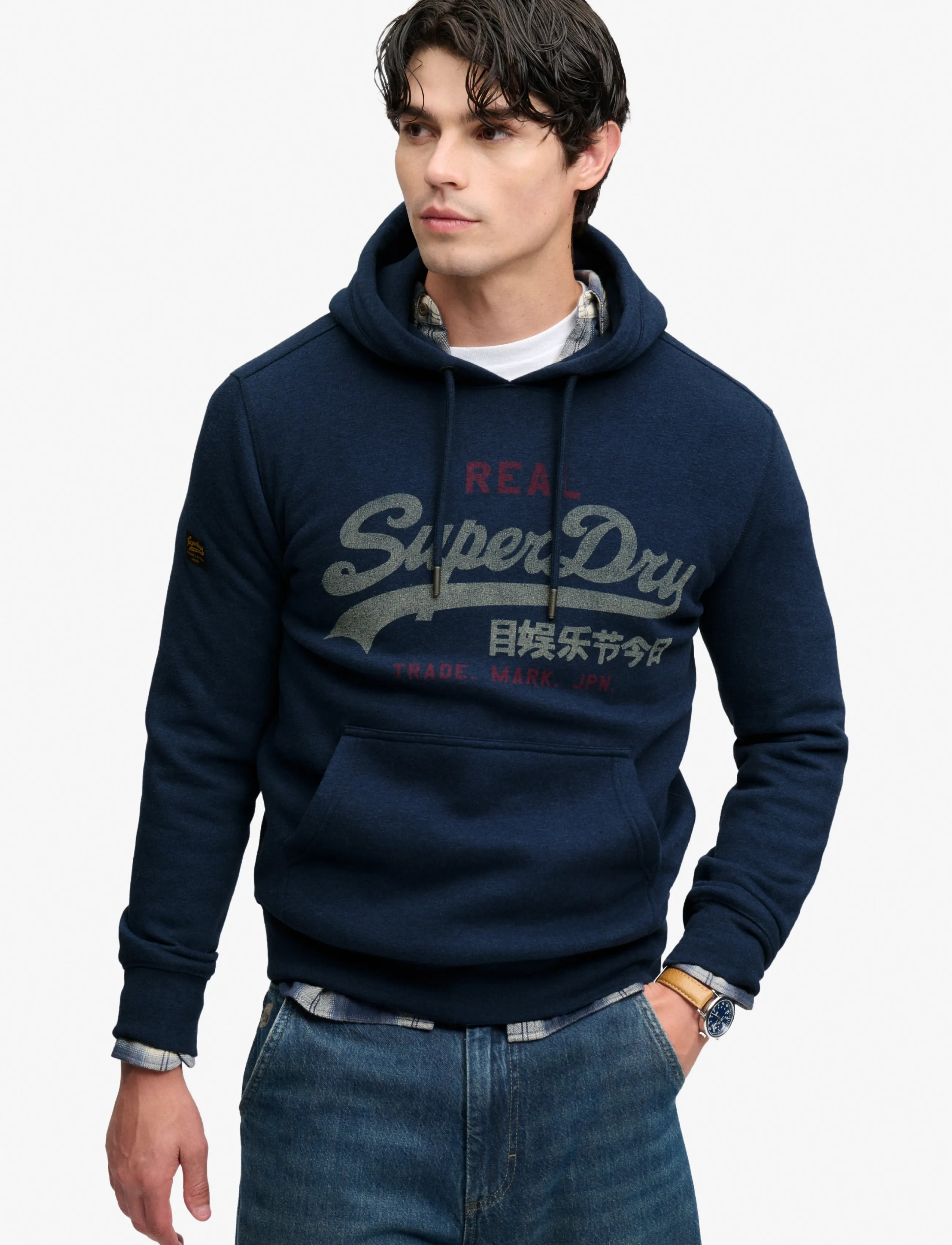 Superdry VL HERITAGE RELAXED HOOD - Clothing - DEEP SEA BLUE MARL / navy