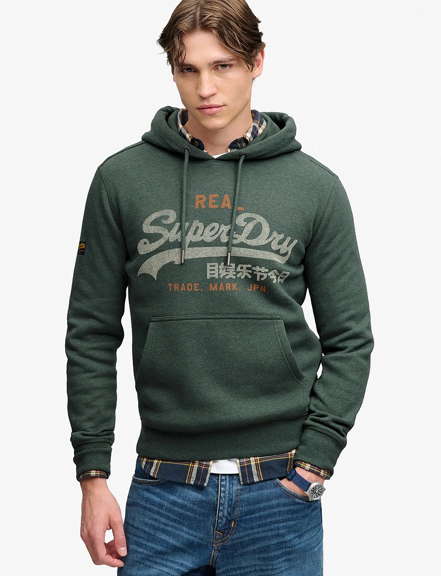 Superdry - VL HERITAGE RELAXED HOOD - hoodies - denver green marl - 0