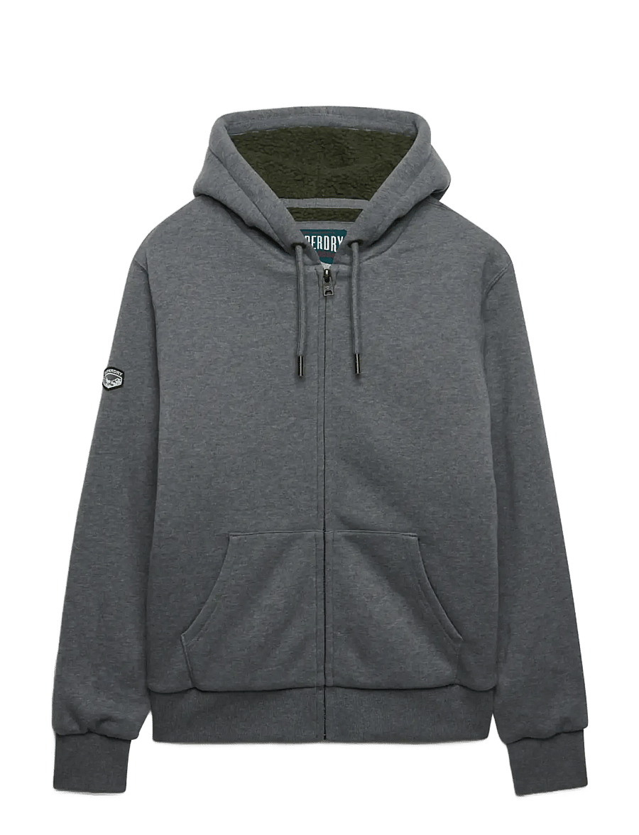 Superdry - BORG LINED ZIPHOOD - kapuutsiga pusad - antique grey marl - 1