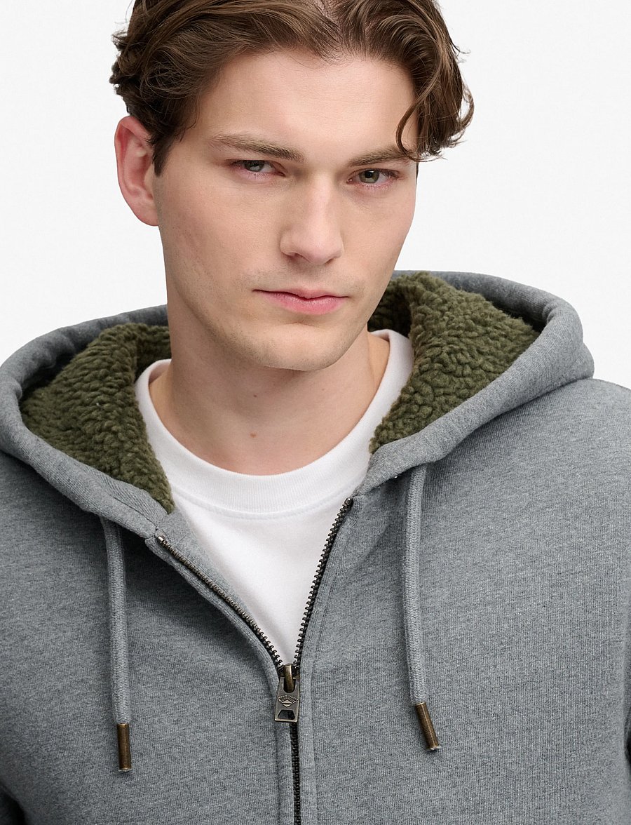 Superdry - BORG LINED ZIPHOOD - kapuutsiga pusad - antique grey marl - 3