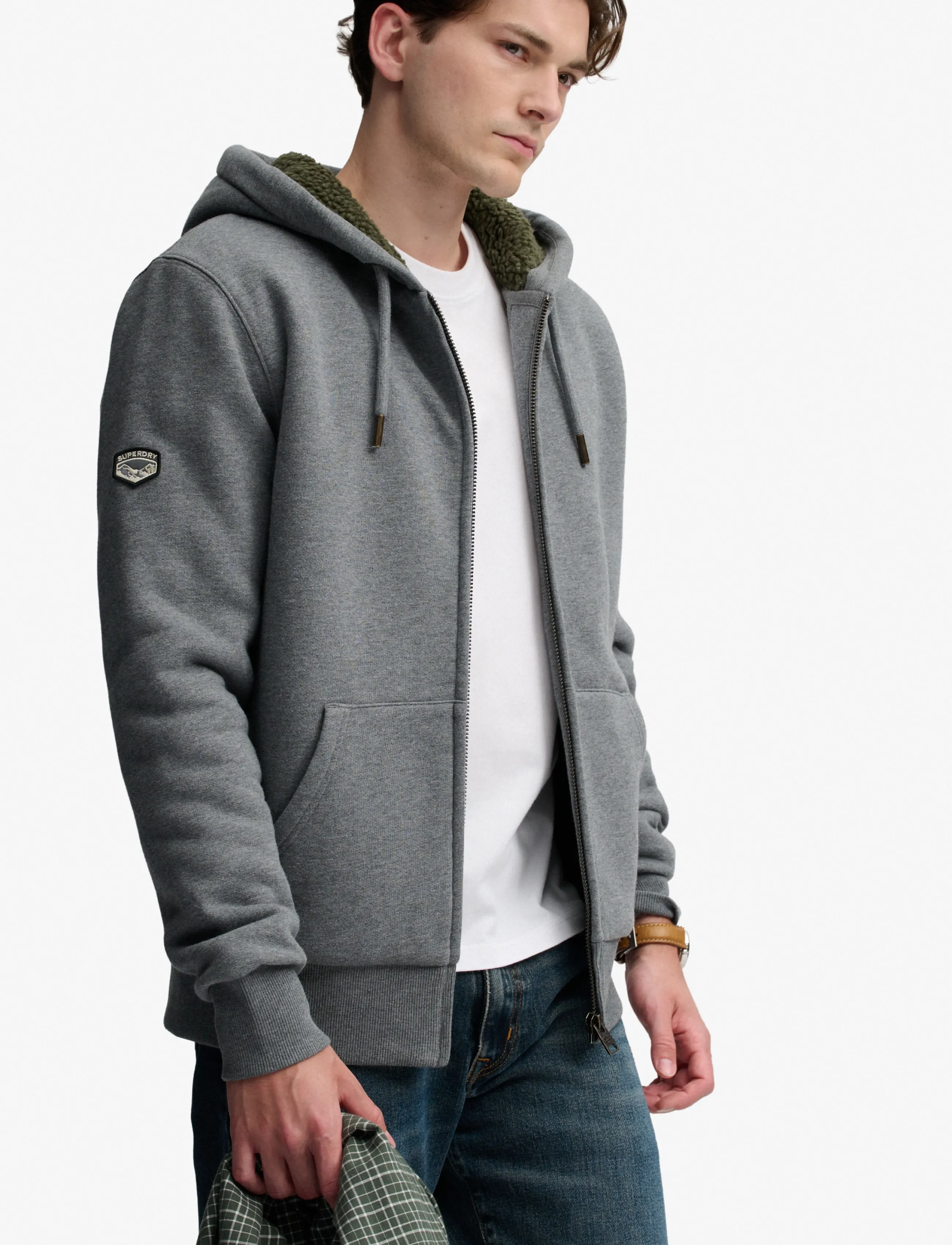 Superdry - BORG LINED ZIPHOOD - kapuutsiga pusad - antique grey marl - 4