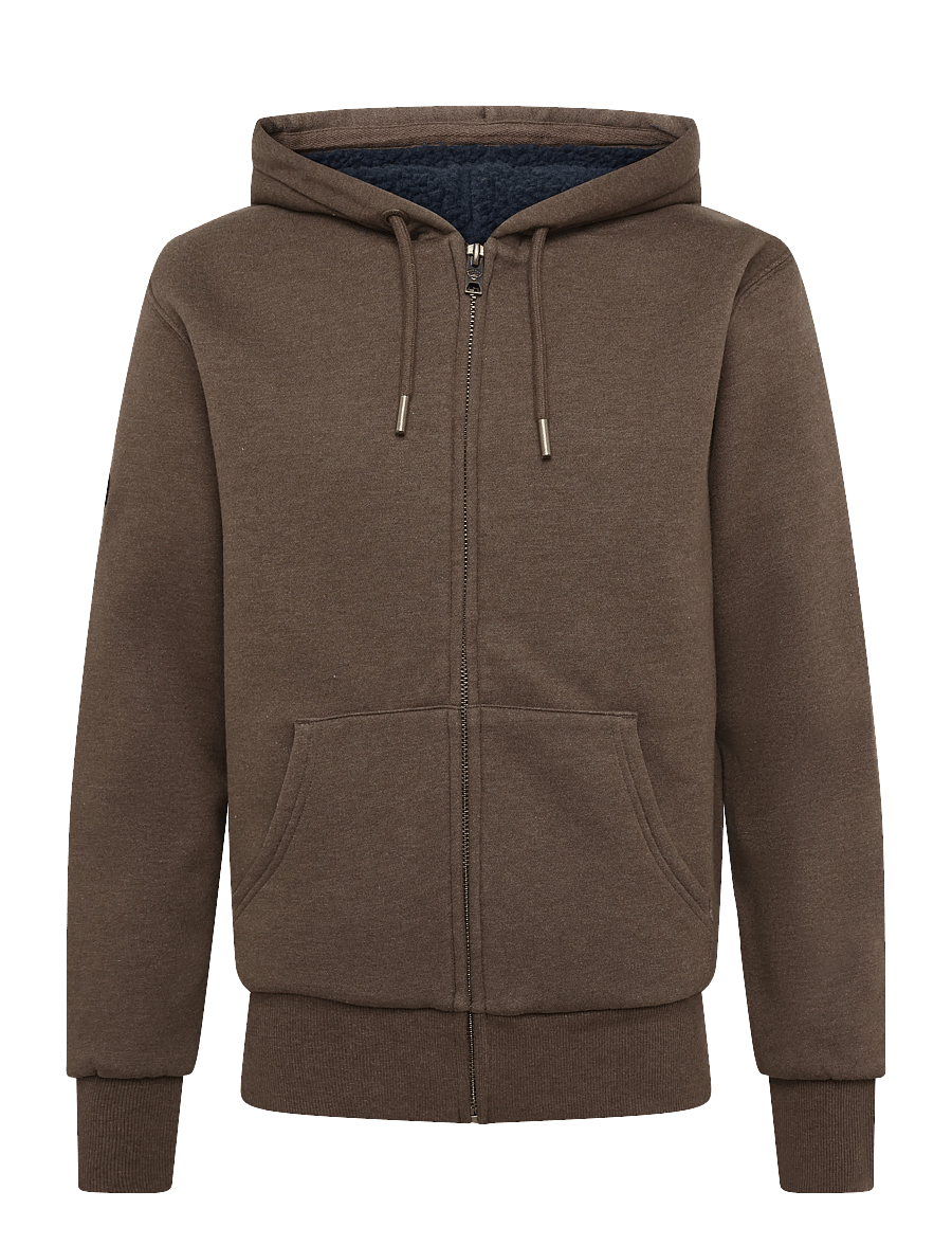 Superdry - BORG LINED ZIPHOOD - hoodies - mocha brown marl - 1