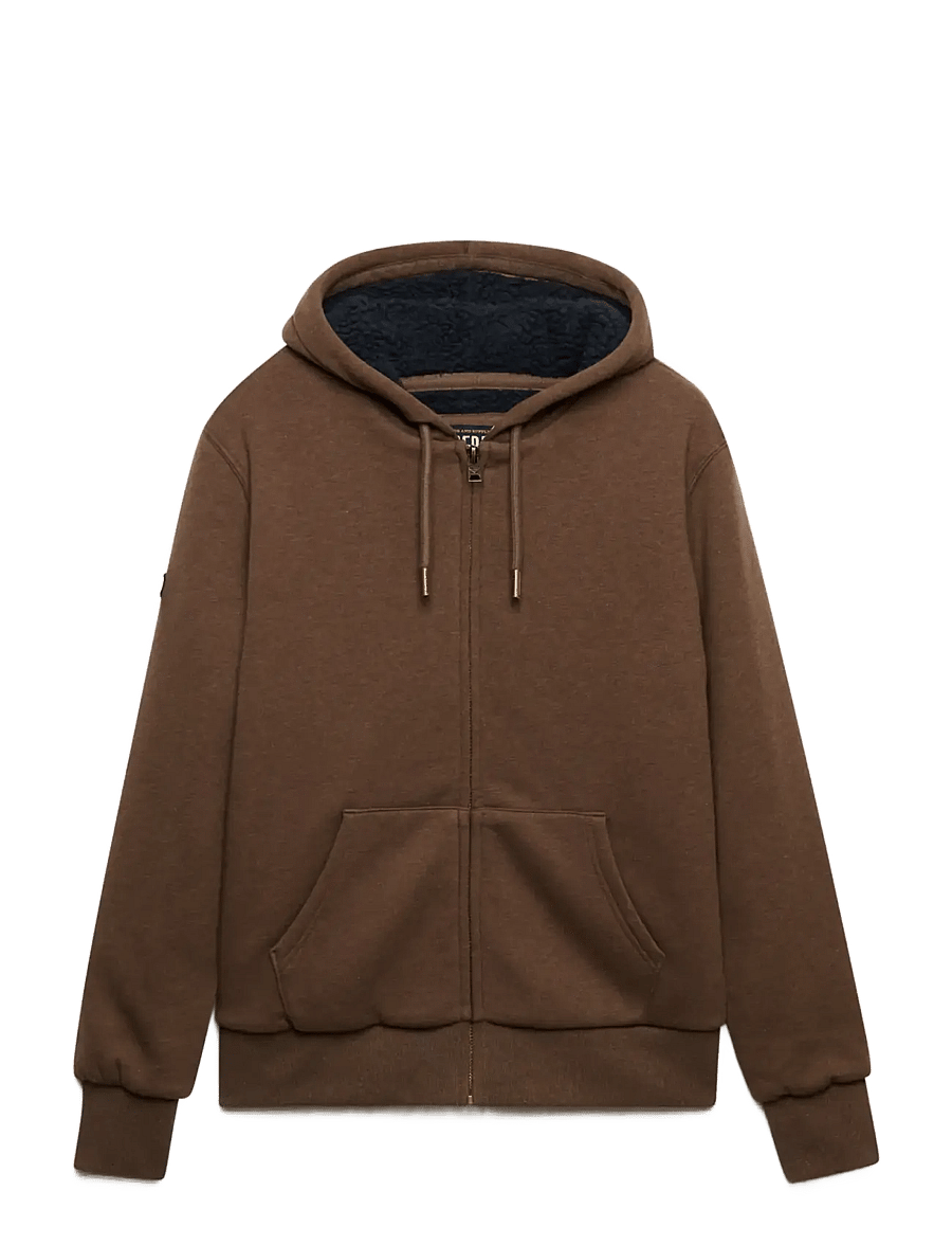Superdry - BORG LINED ZIPHOOD - kapuutsiga pusad - mocha brown marl - 1