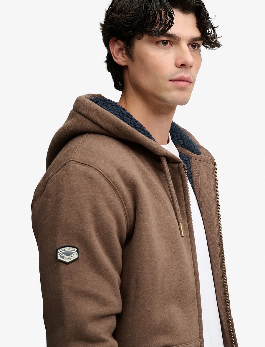 Superdry - BORG LINED ZIPHOOD - kapuutsiga pusad - mocha brown marl - 3