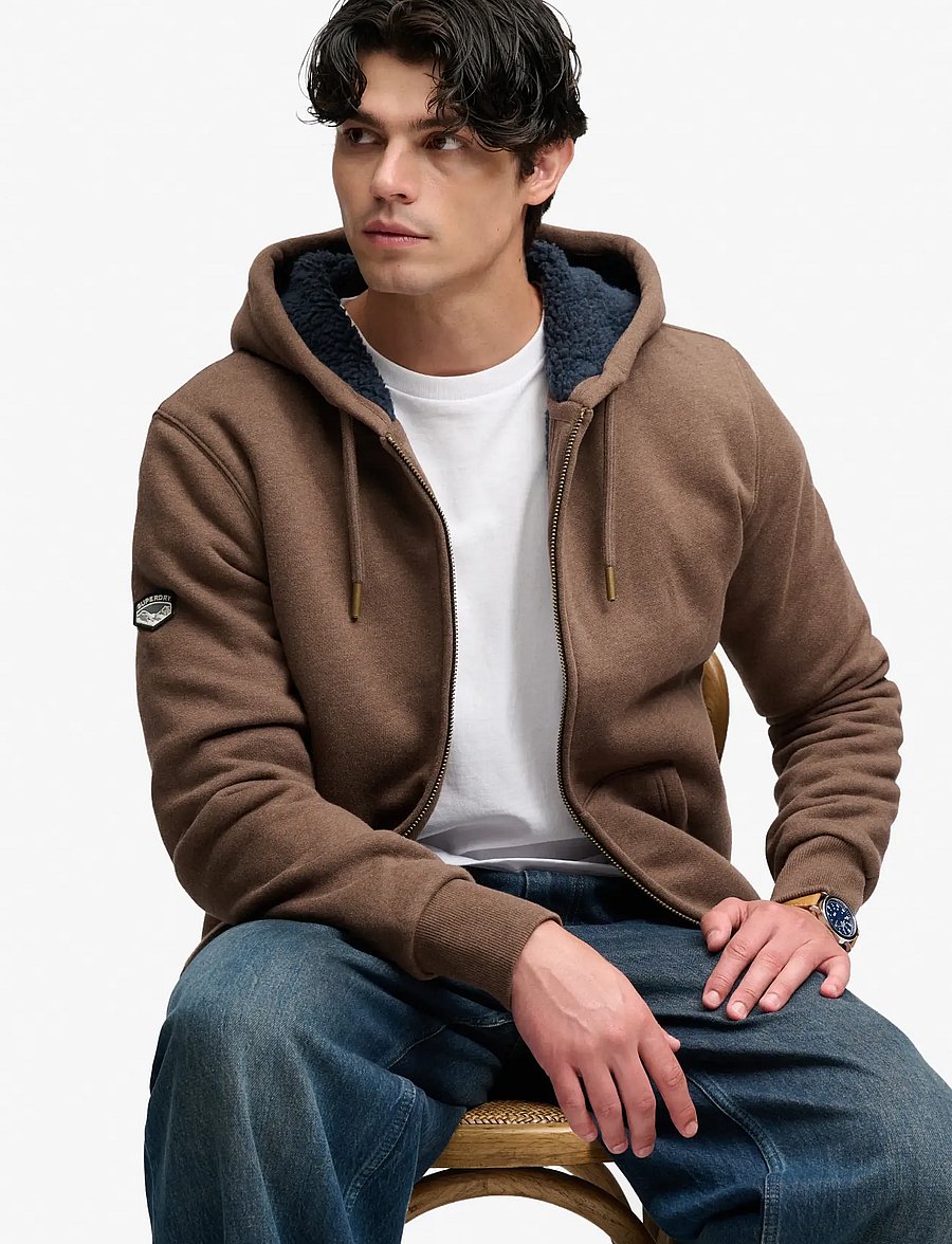 Superdry - BORG LINED ZIPHOOD - kapuutsiga pusad - mocha brown marl - 4