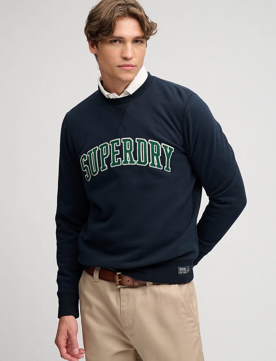 Superdry - ATHLETIC APPLIQUE RELAXED CREW - kollektioner - eclipse navy - 0