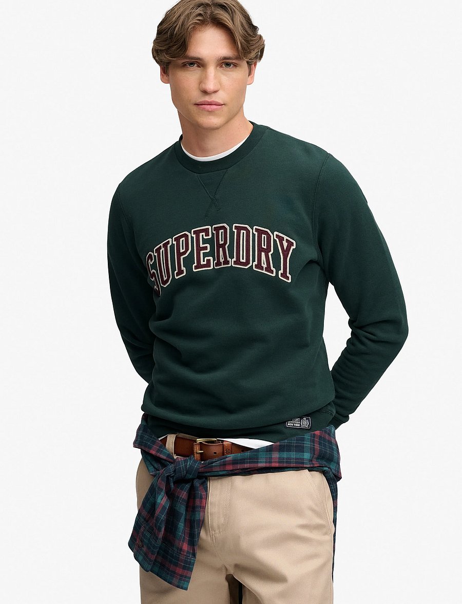 Superdry - ATHLETIC APPLIQUE RELAXED CREW - kollektioner - enamel green - 0