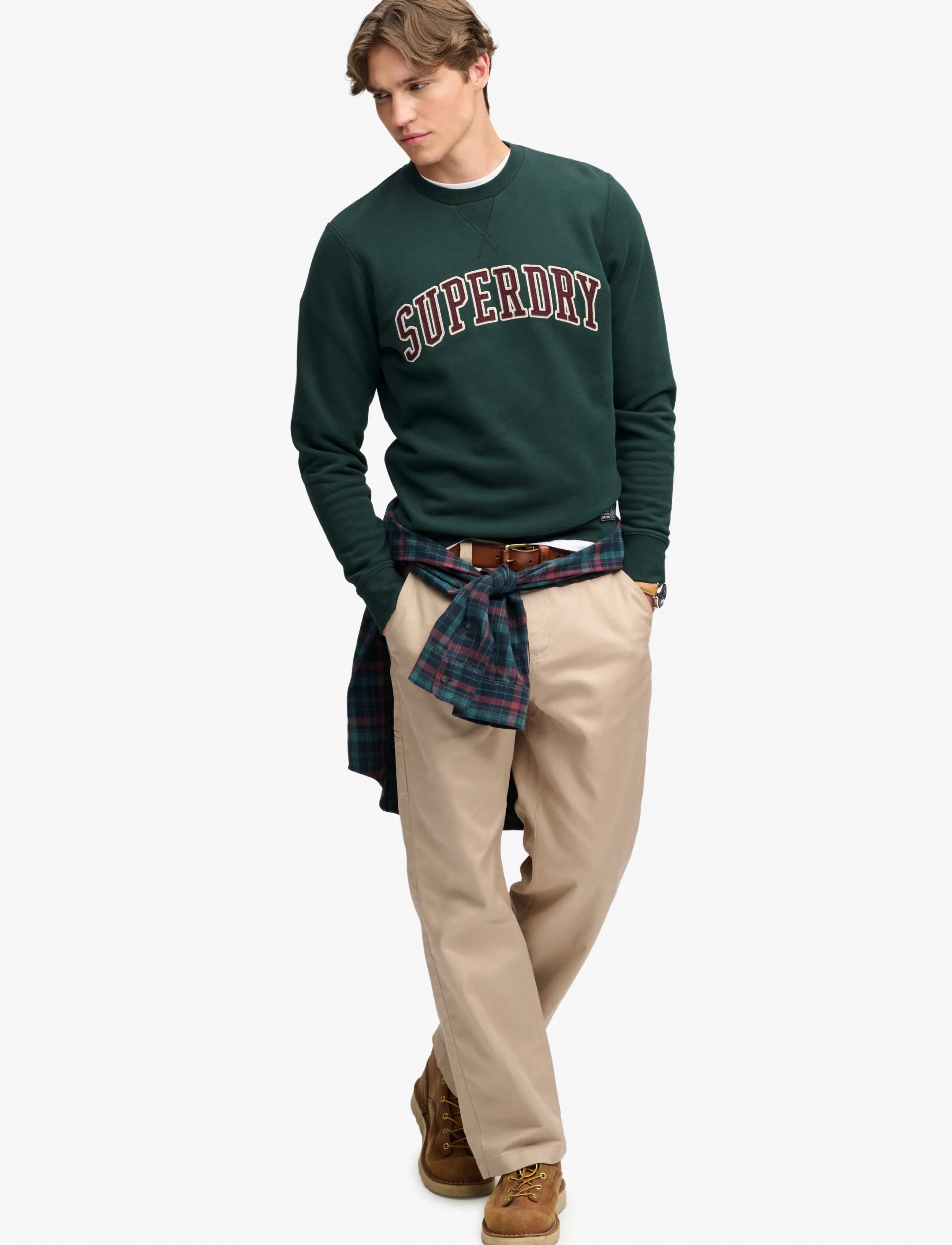 Superdry - ATHLETIC APPLIQUE RELAXED CREW - kollektioner - enamel green - 5