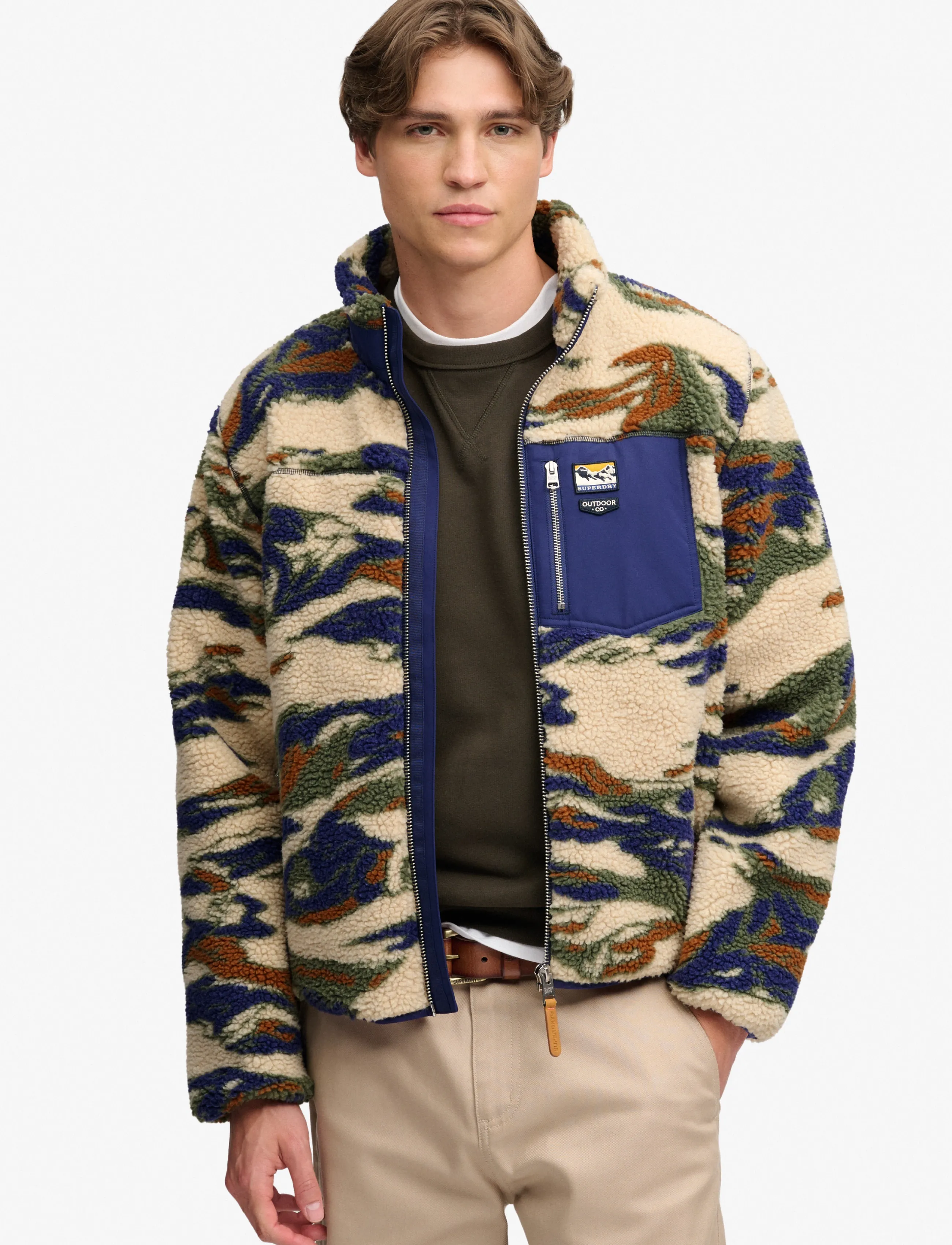 Superdry TERRAIN FLEECE ZIP THRU - Clothing - KHAKI TERRAIN / khaki/green