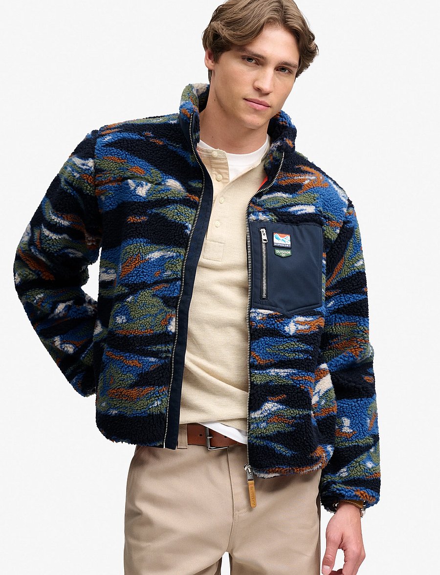 Superdry - TERRAIN FLEECE ZIP THRU - fall jackets - navy terrain - 0