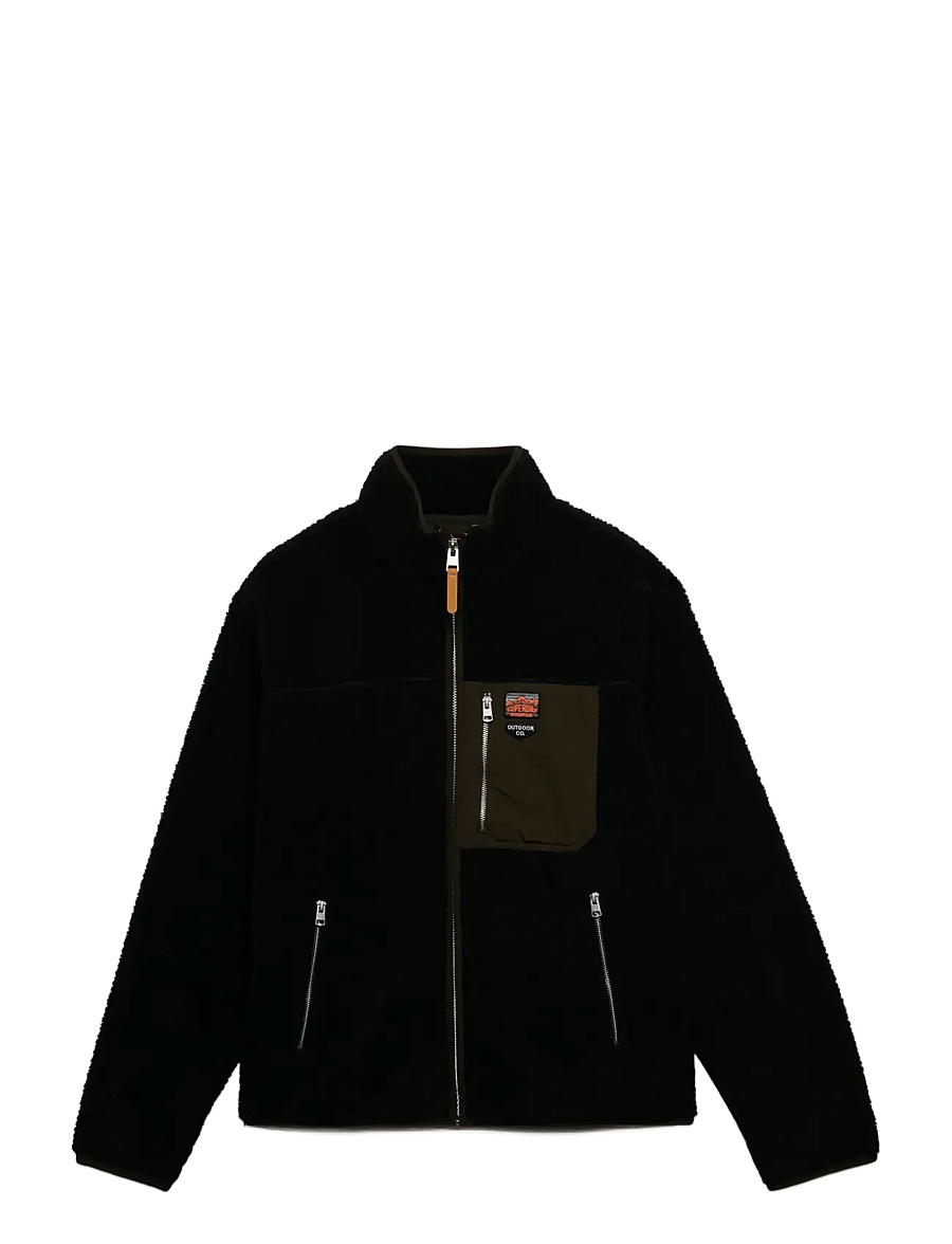 Superdry - VINTAGE RETRO FULL ZIP FLEECE - fall jackets - black/olive - 1