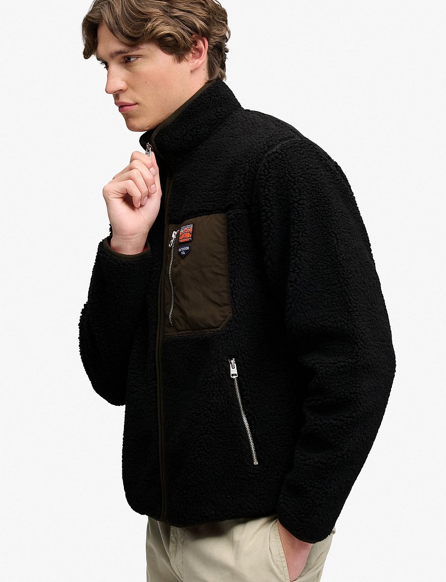Superdry - VINTAGE RETRO FULL ZIP FLEECE - fall jackets - black/olive - 5