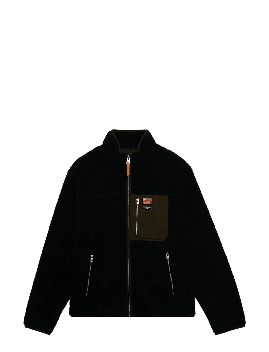 Superdry - VINTAGE RETRO FULL ZIP FLEECE - fall jackets - black/olive - 2