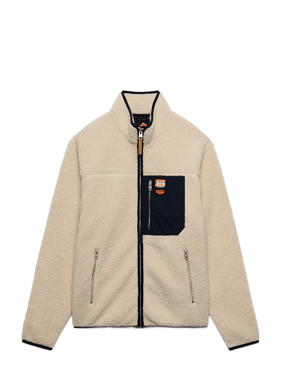 Superdry - VINTAGE RETRO FULL ZIP FLEECE - fall jackets - oatmeal/olive - 1