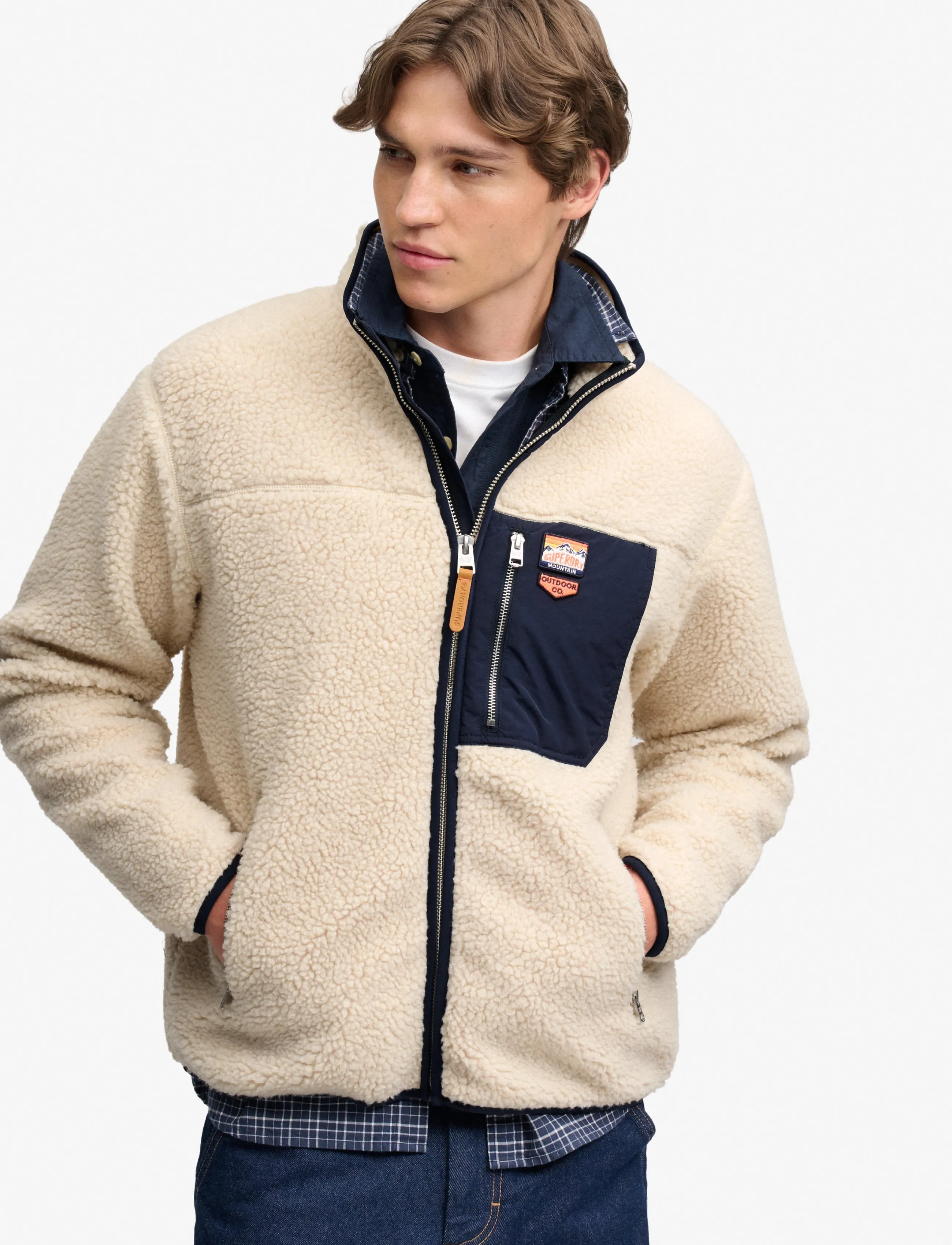 Superdry - VINTAGE RETRO FULL ZIP FLEECE - fall jackets - oatmeal/olive - 4