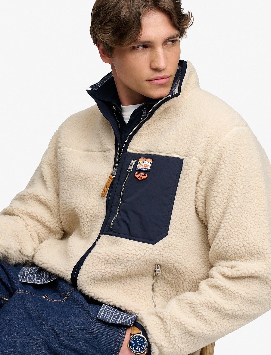 Superdry - VINTAGE RETRO FULL ZIP FLEECE - fall jackets - oatmeal/olive - 5