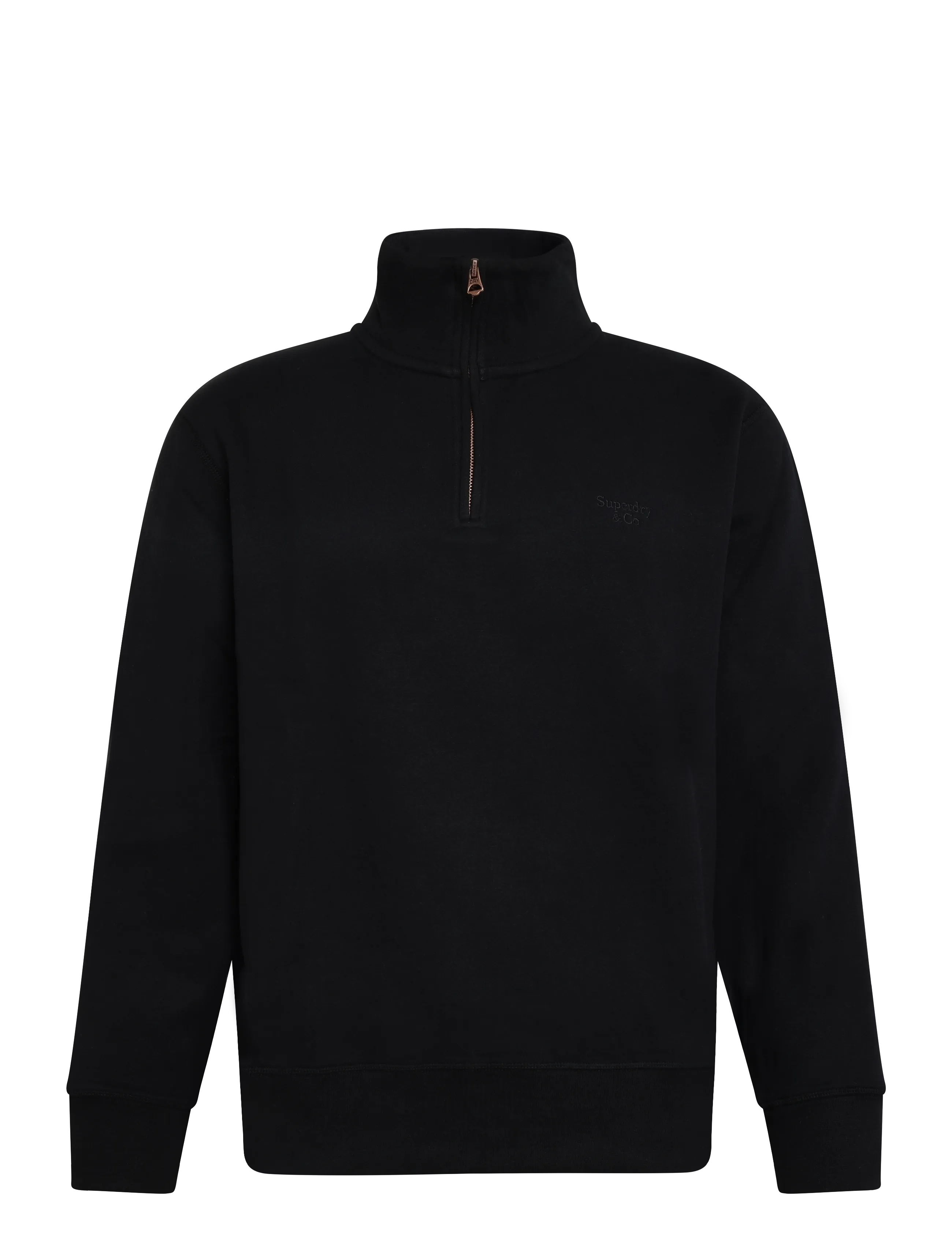 Superdry ESSENTIAL SERIF LOGO HALF ZIP - Streetstyle - BLACK / black