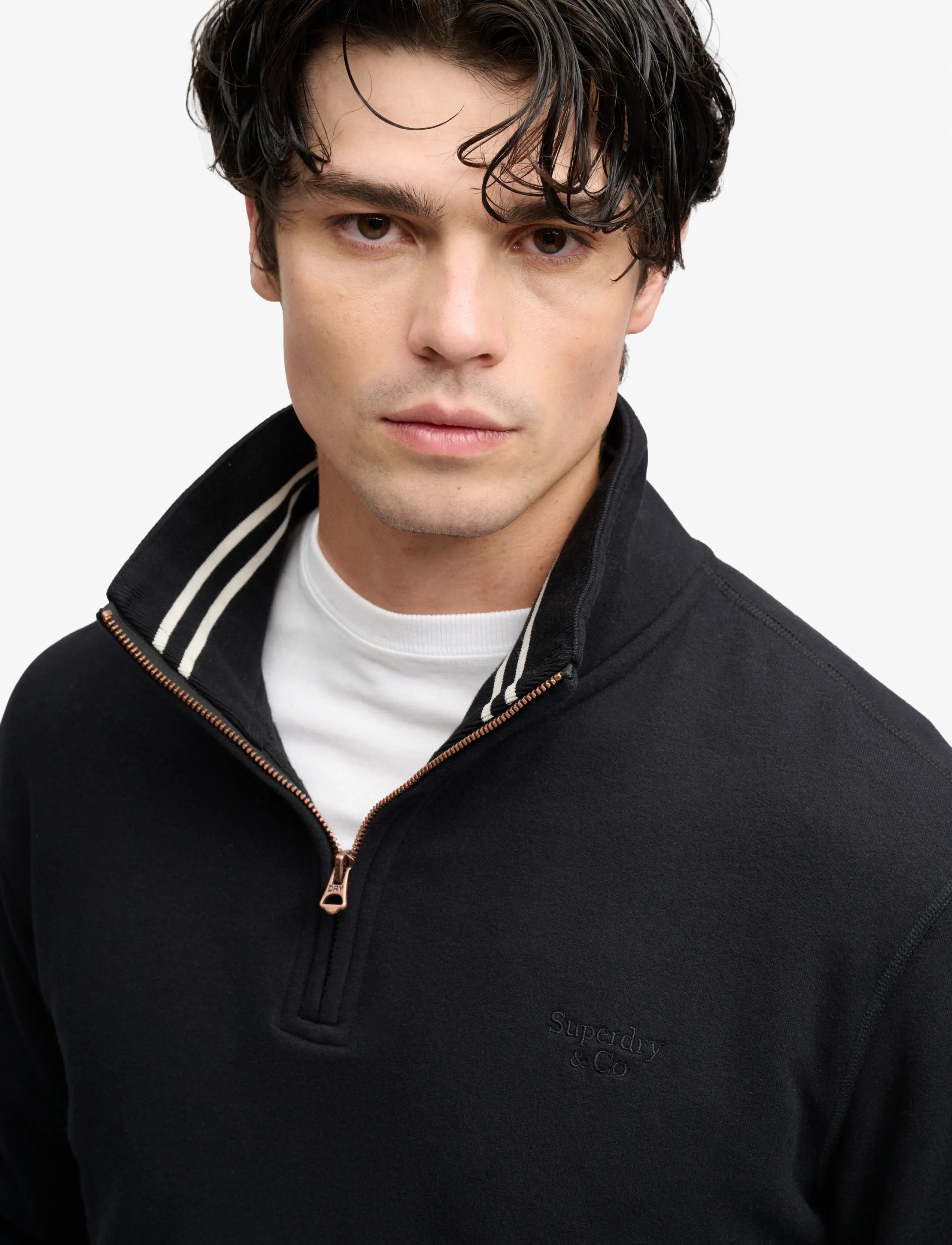 Superdry - ESSENTIAL SERIF LOGO HALF ZIP - half zip jumpers - black - 3