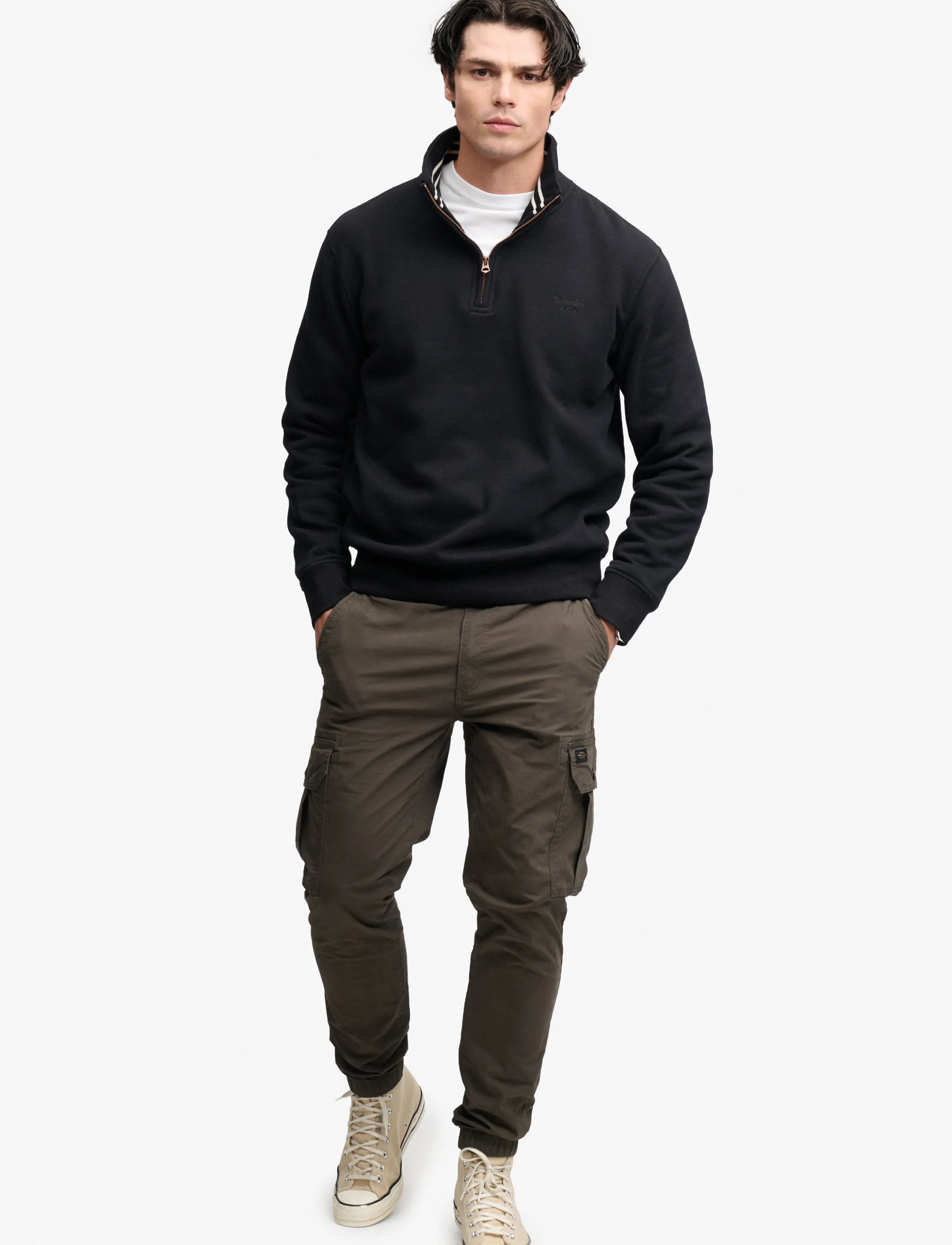 Superdry - ESSENTIAL SERIF LOGO HALF ZIP - half zip jumpers - black - 4
