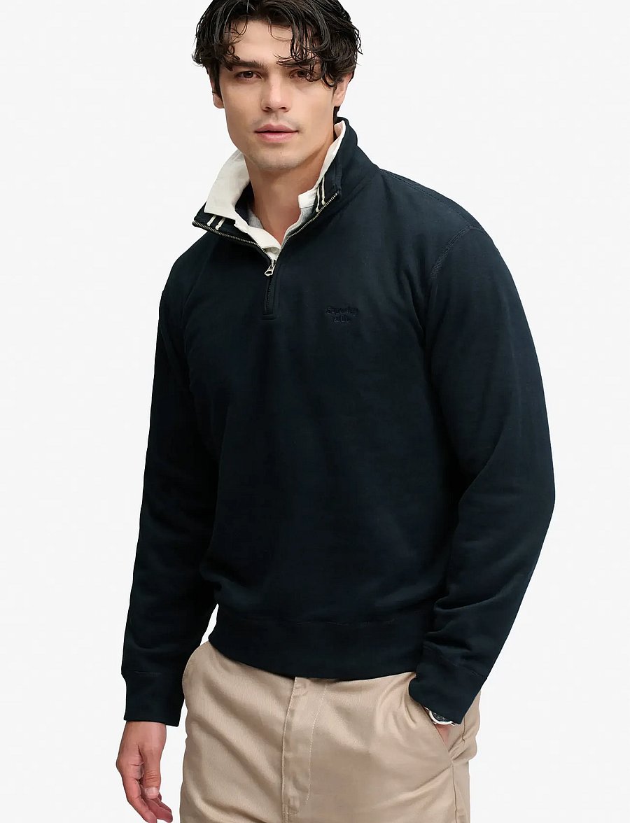 Superdry - ESSENTIAL SERIF LOGO HALF ZIP - pullover mit halbem reißverschluss - dark navy - 0