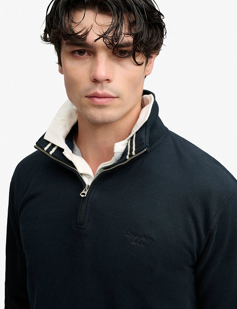 Superdry - ESSENTIAL SERIF LOGO HALF ZIP - half zip-tröjor - dark navy - 2