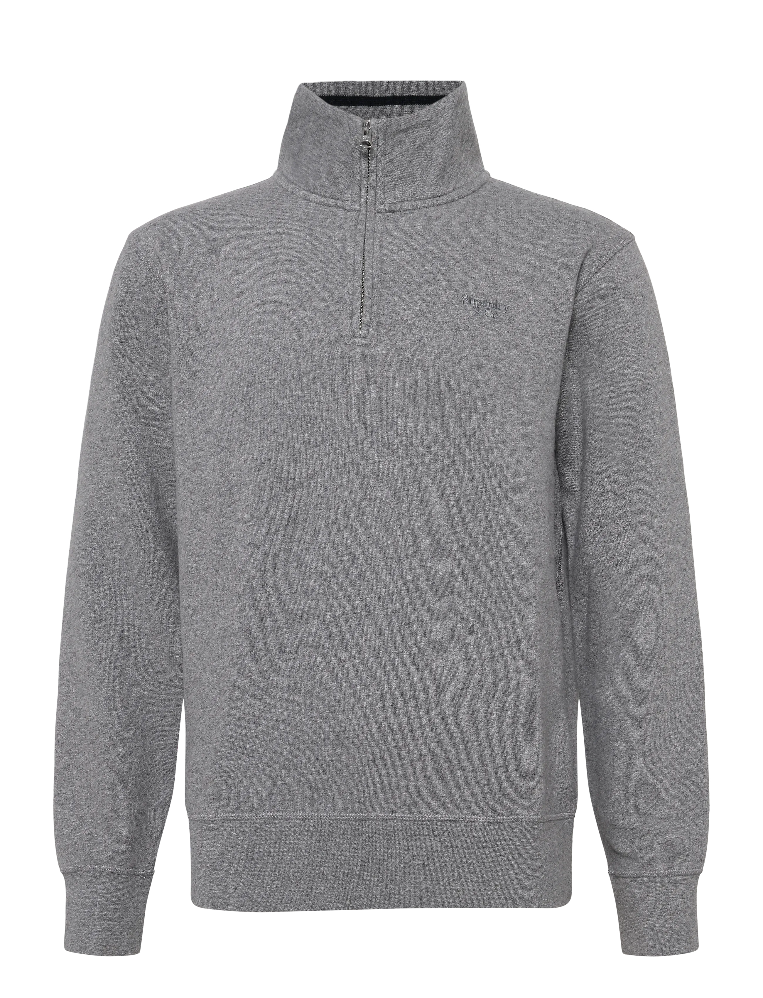 Superdry ESSENTIAL SERIF LOGO HALF ZIP - Strik - DARK VINTAGE GREY MARL / grey