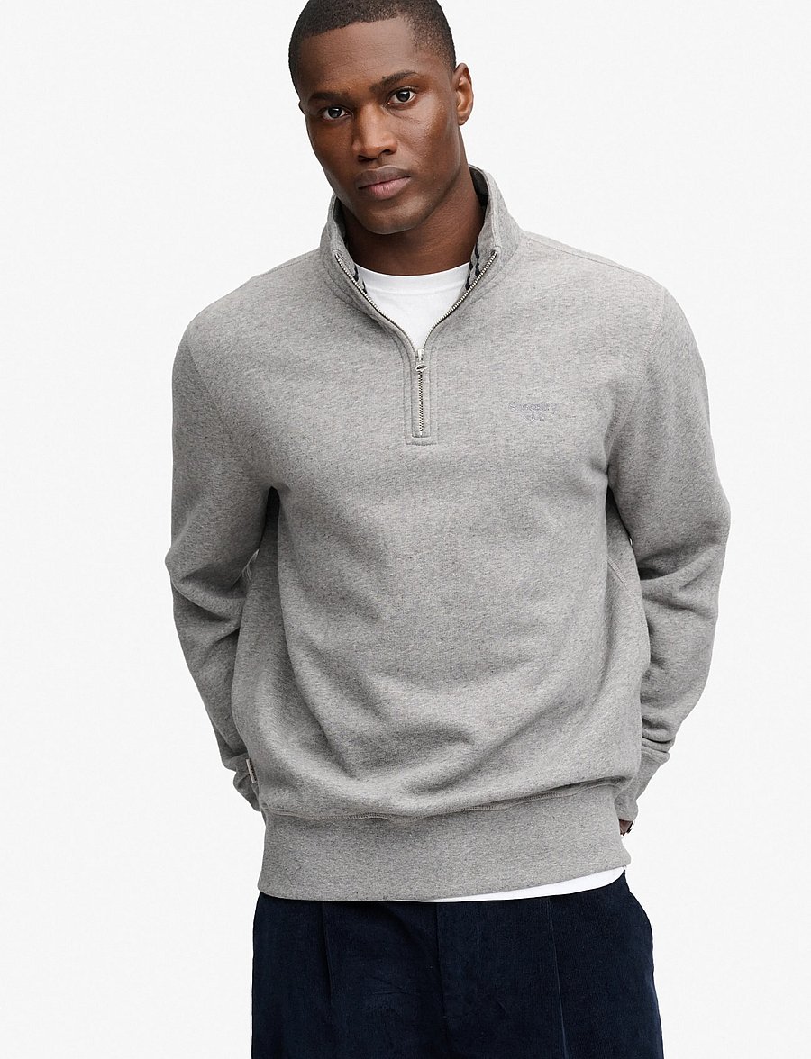 Superdry - ESSENTIAL SERIF LOGO HALF ZIP - half zip jumpers - dark vintage grey marl - 0