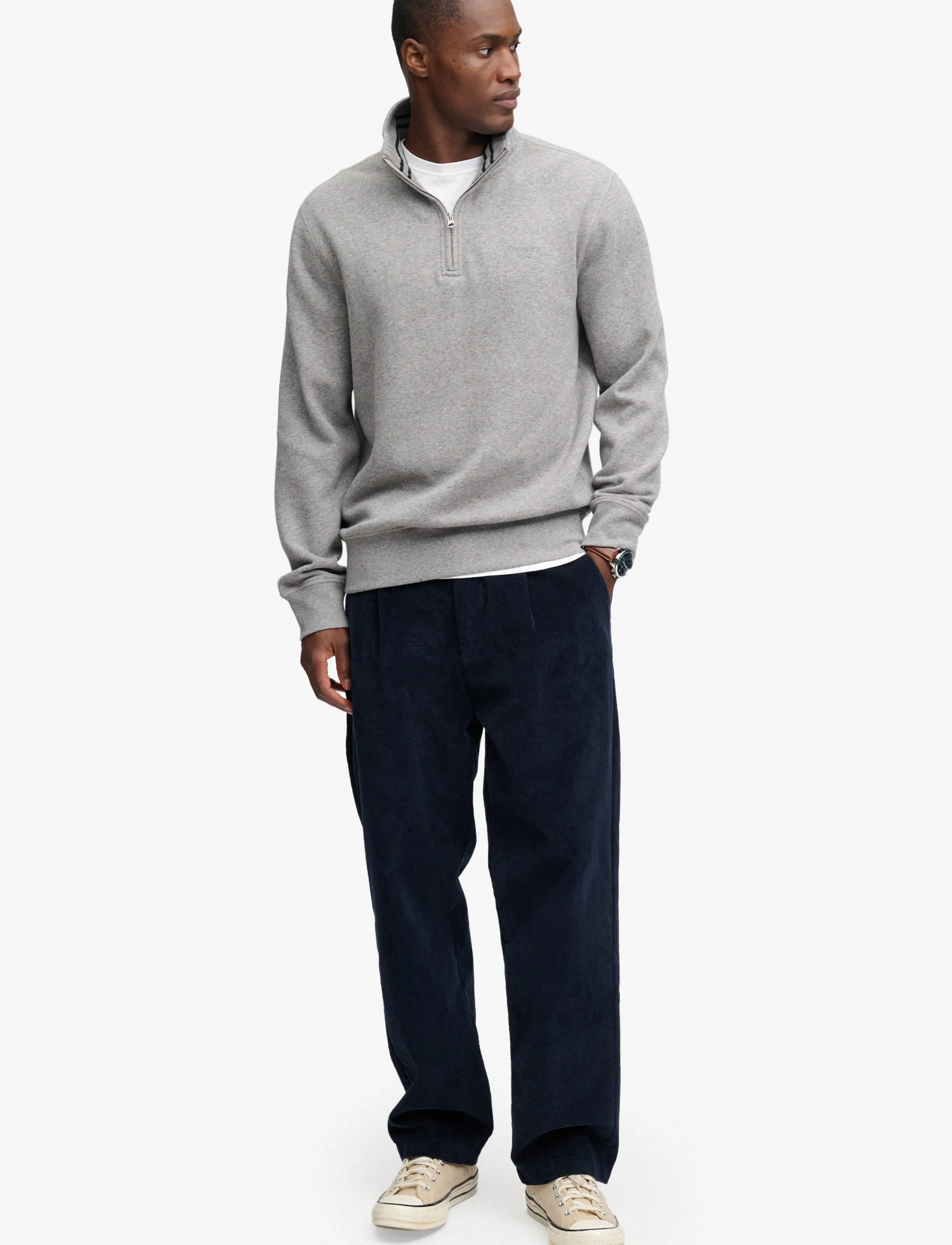 Superdry - ESSENTIAL SERIF LOGO HALF ZIP - half zip jumpers - dark vintage grey marl - 5