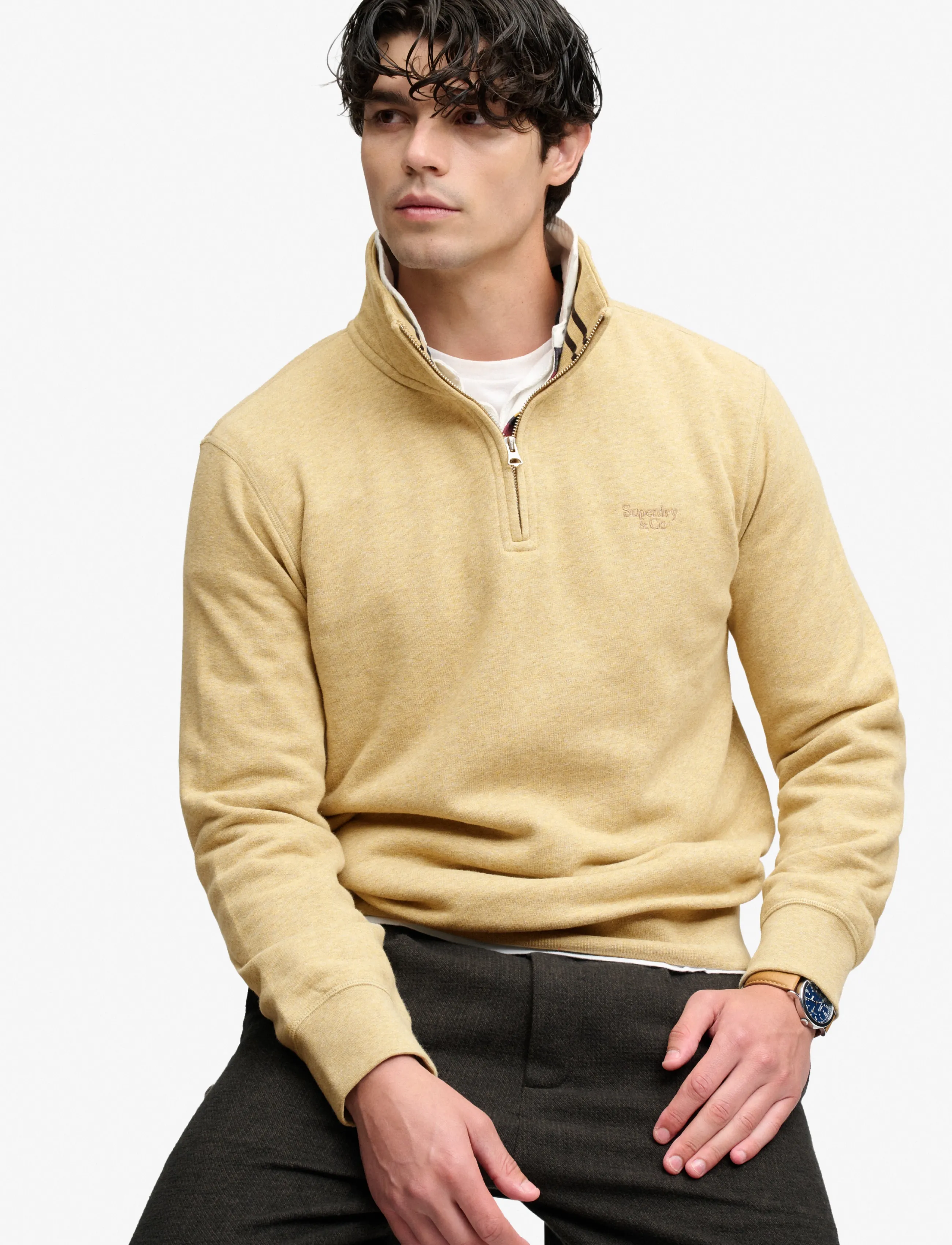 Superdry Halvdragkedjetröja Essential Serif Logo Half herr – bild 5