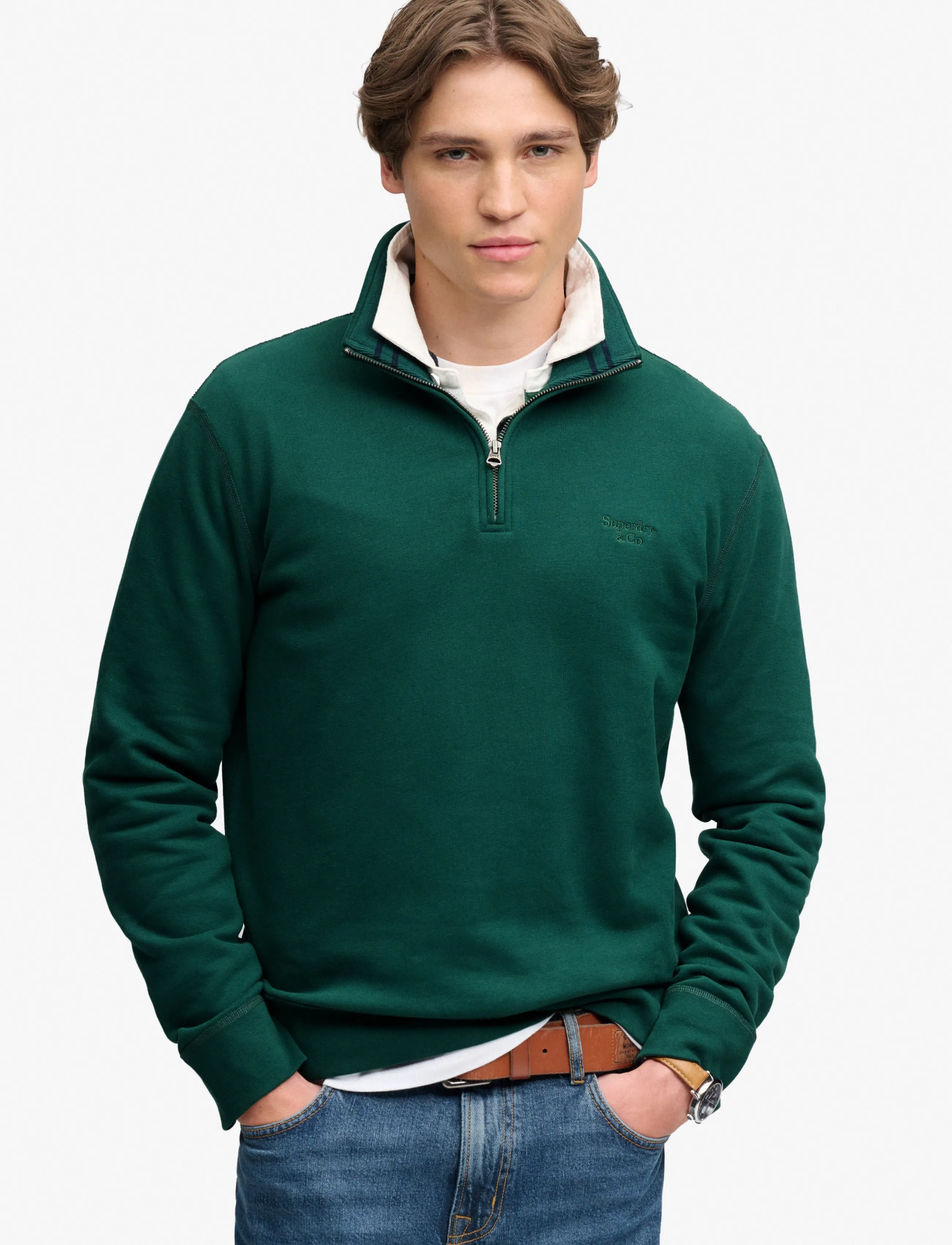 Superdry - ESSENTIAL SERIF LOGO HALF ZIP - halfzip strik - varsity green - 0