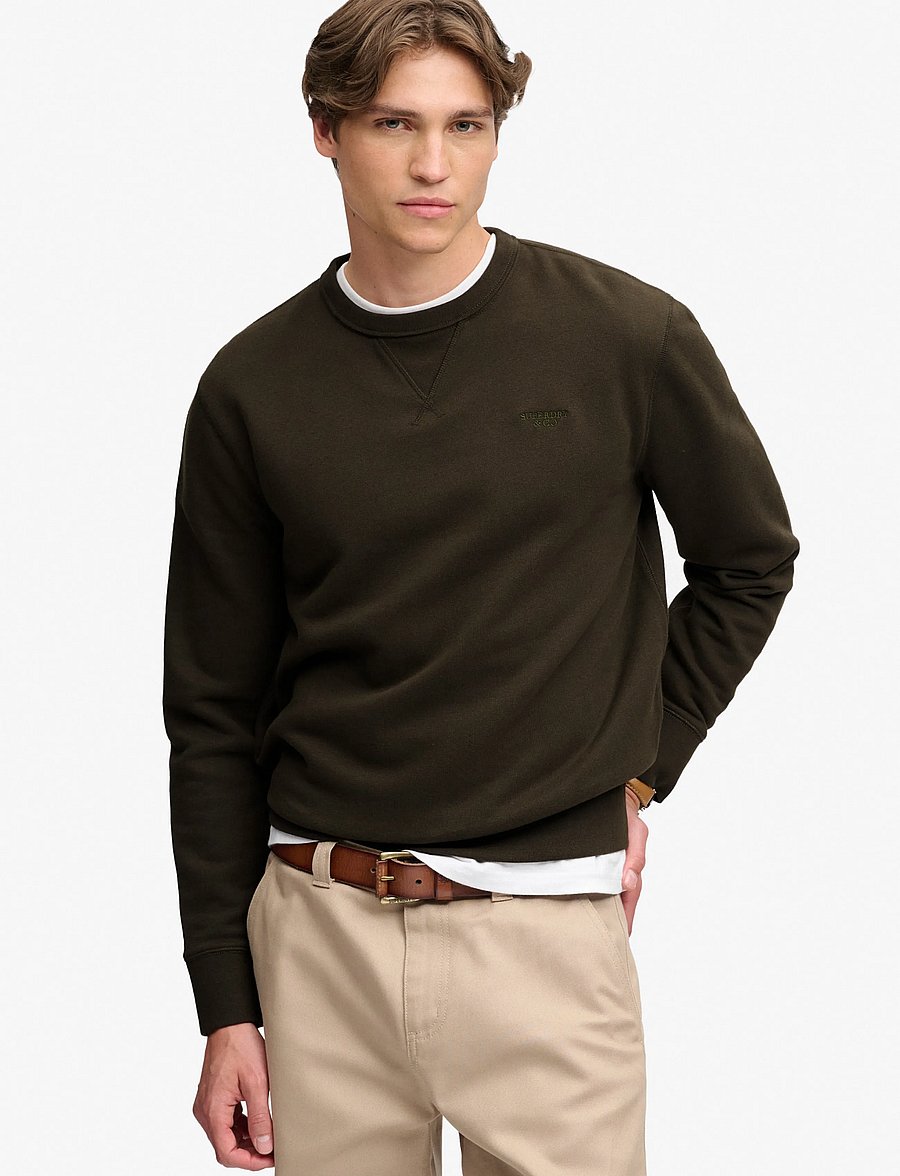 Superdry - ESSENTIAL STACKED LOGO CREW - sweatshirts - dark grey green - 0