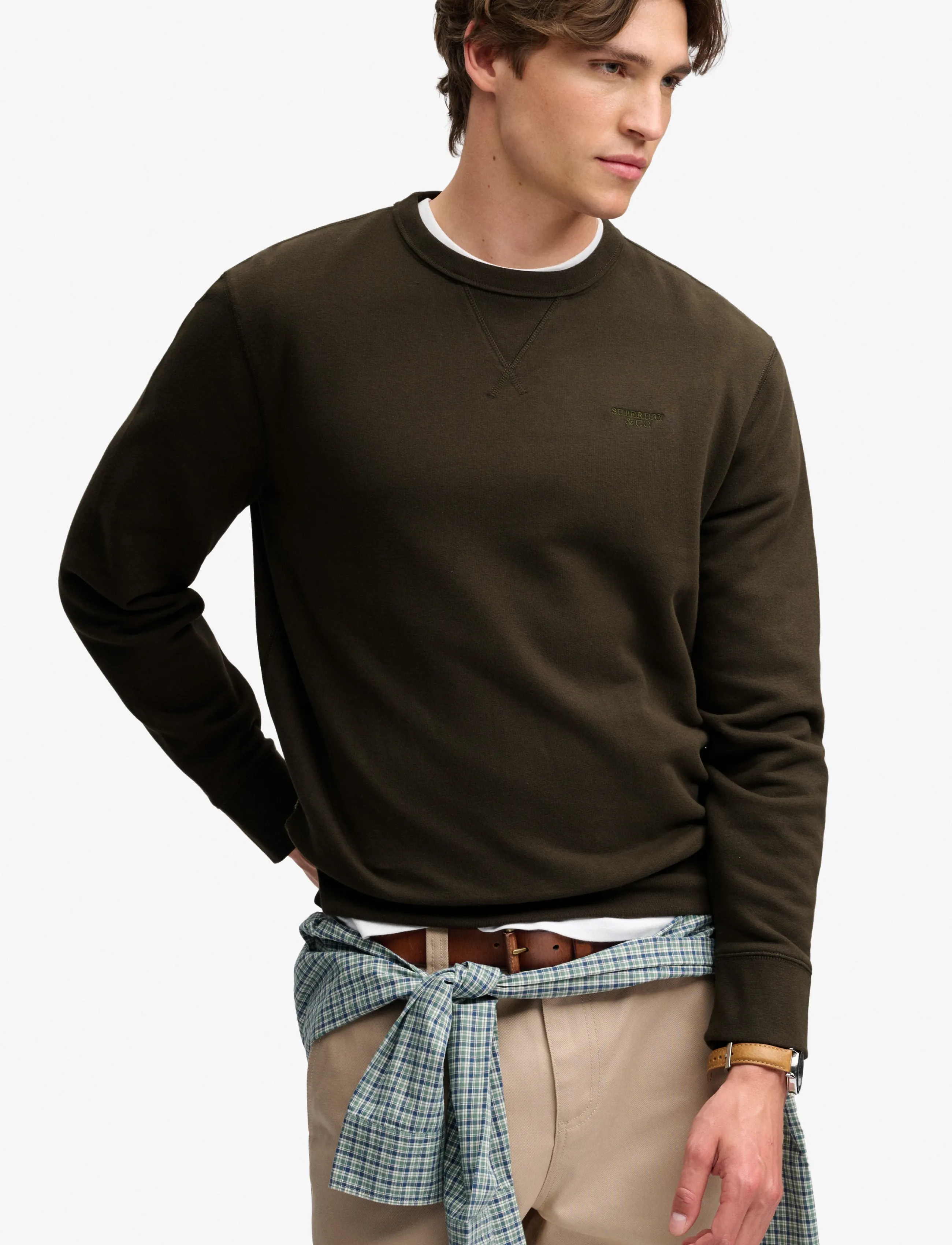 Superdry - ESSENTIAL STACKED LOGO CREW - sweatshirts - dark grey green - 3