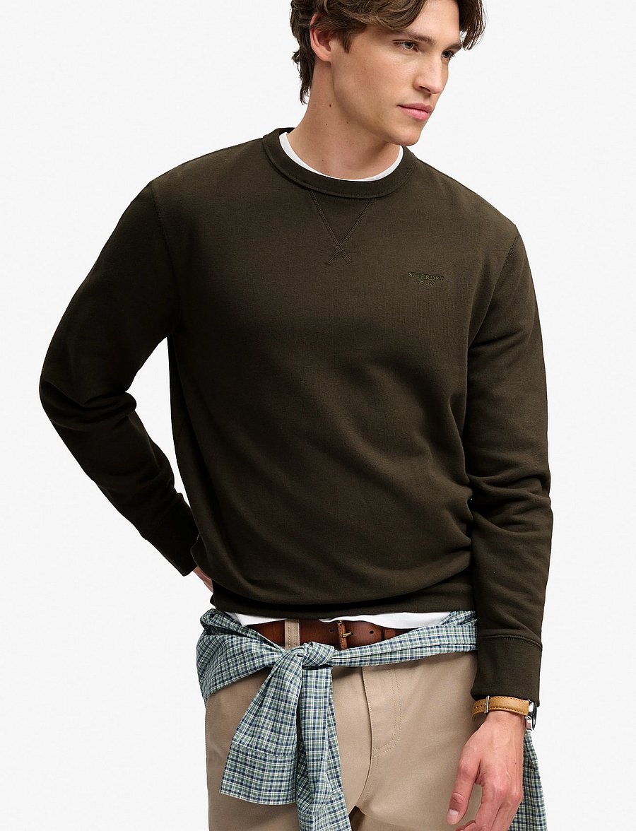 Superdry - ESSENTIAL STACKED LOGO CREW - sweatshirts - dark grey green - 3
