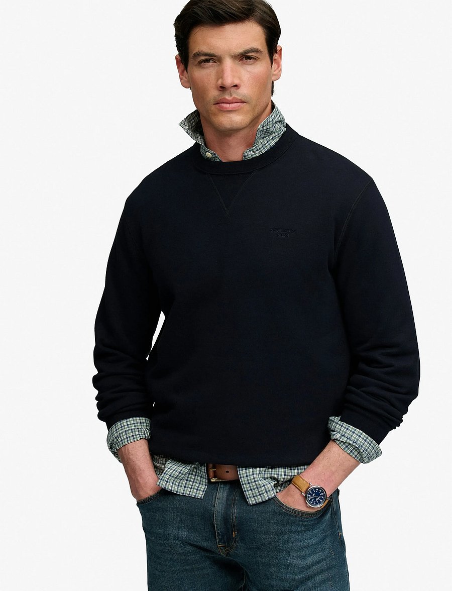 Superdry - ESSENTIAL STACKED LOGO CREW - kollektioner - dark navy - 0