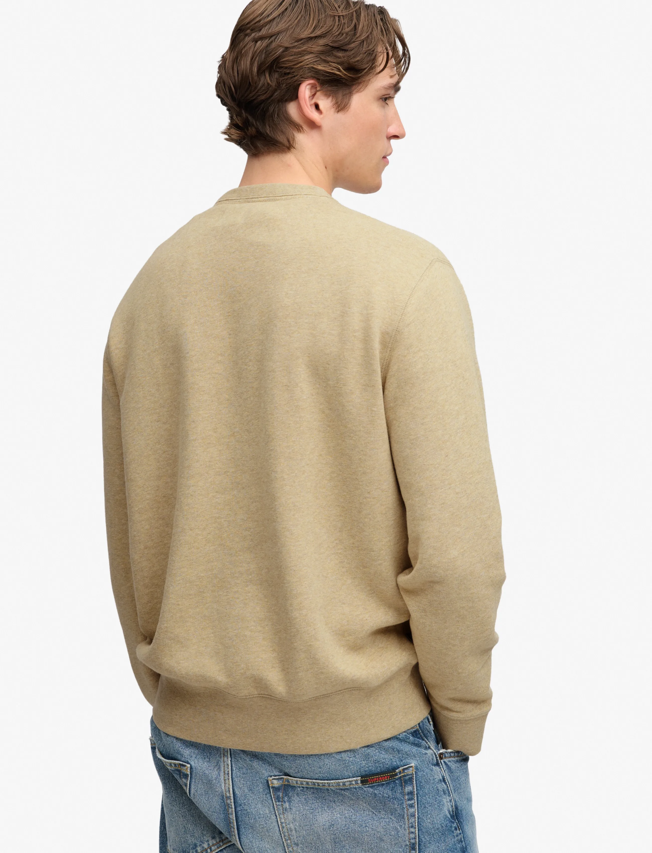 Superdry - ESSENTIAL STACKED LOGO CREW - kollektioner - pumice stone beige marl - 3