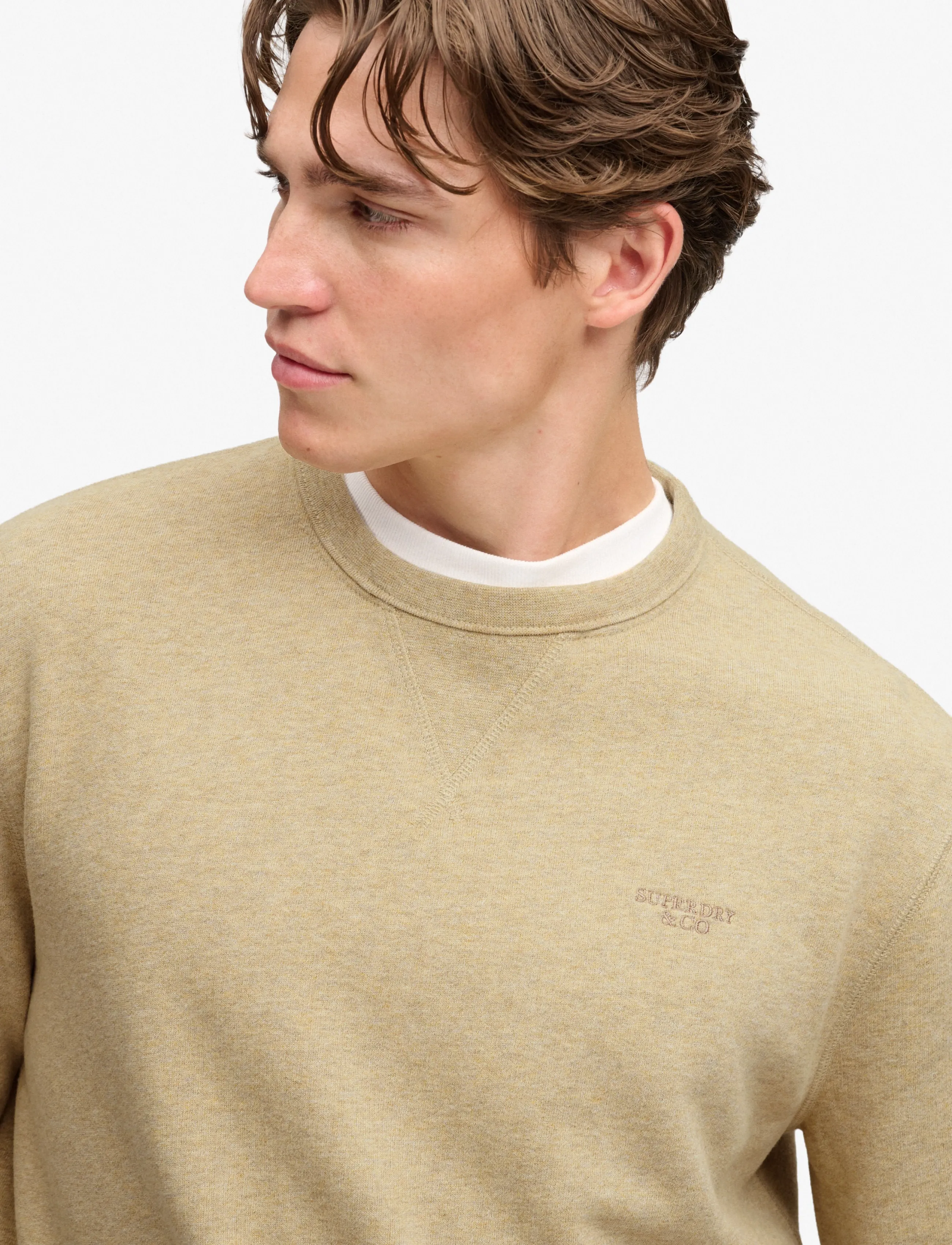 Superdry - ESSENTIAL STACKED LOGO CREW - kollektioner - pumice stone beige marl - 4