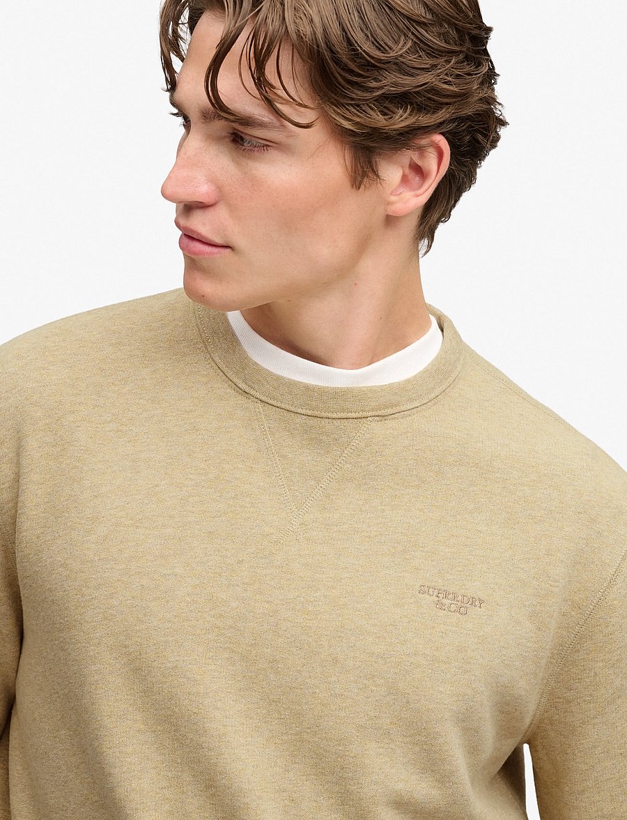 Superdry - ESSENTIAL STACKED LOGO CREW - kollektioner - pumice stone beige marl - 4