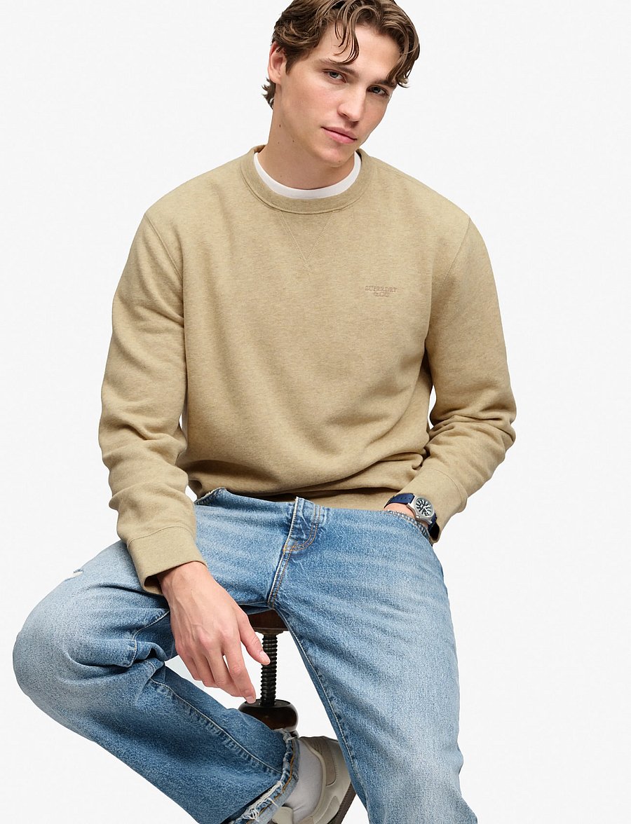 Superdry - ESSENTIAL STACKED LOGO CREW - kollektioner - pumice stone beige marl - 5