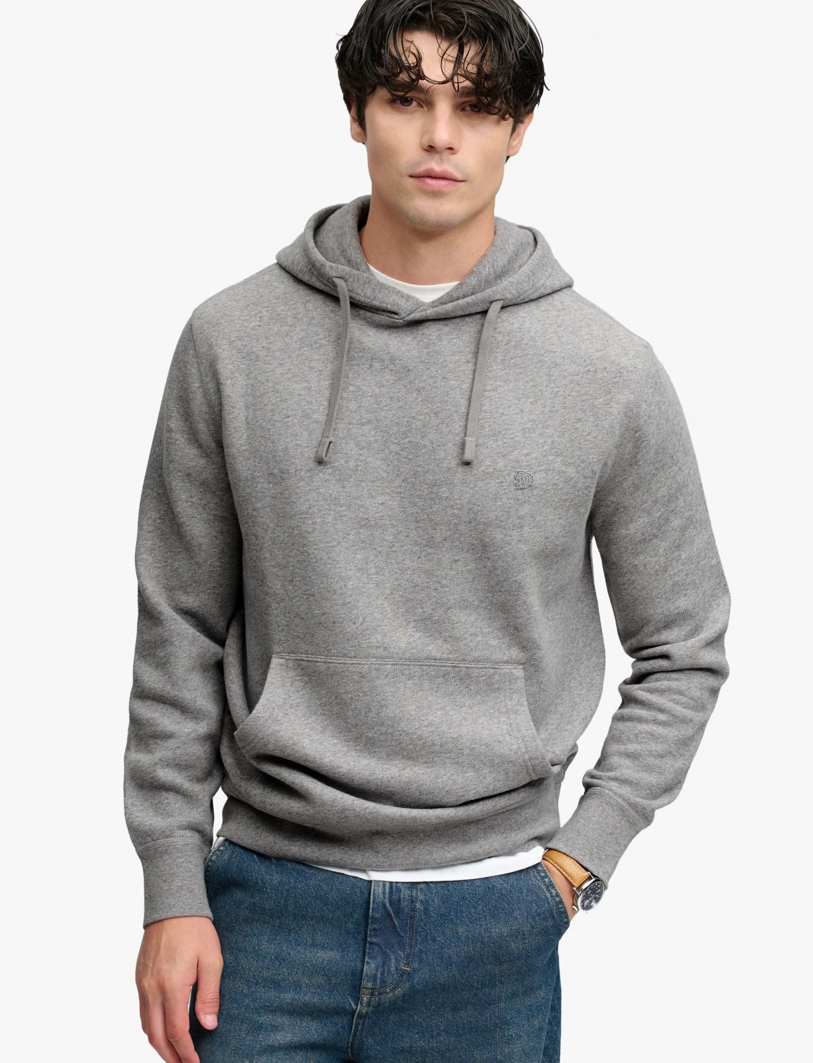 Superdry ESSENTIAL SDCO LOGO HOOD - Kapuutsiga pusad - DARK VINTAGE GREY MARL / grey