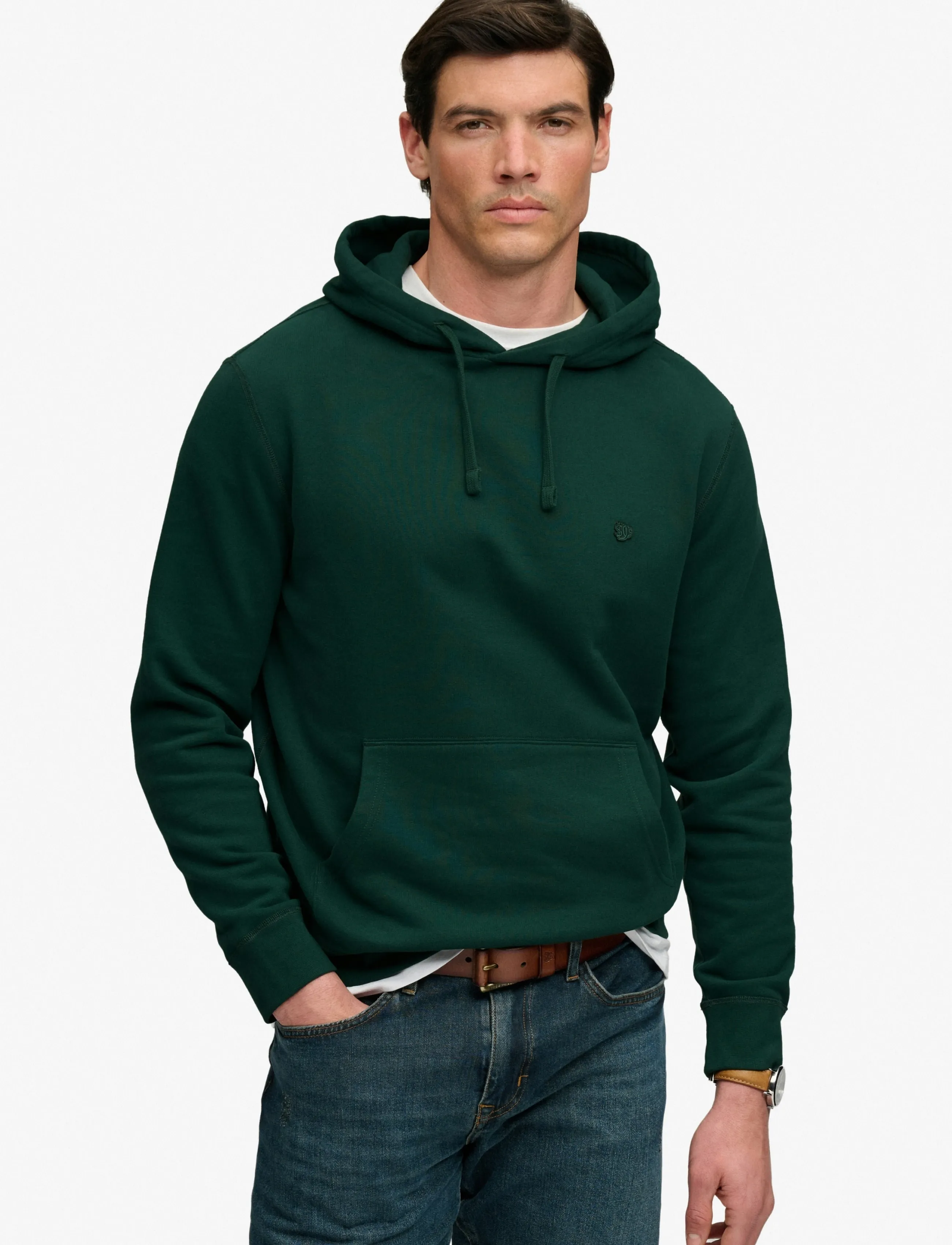 Superdry ESSENTIAL SDCO LOGO HOOD - Sporta džemperi - VARSITY GREEN / green